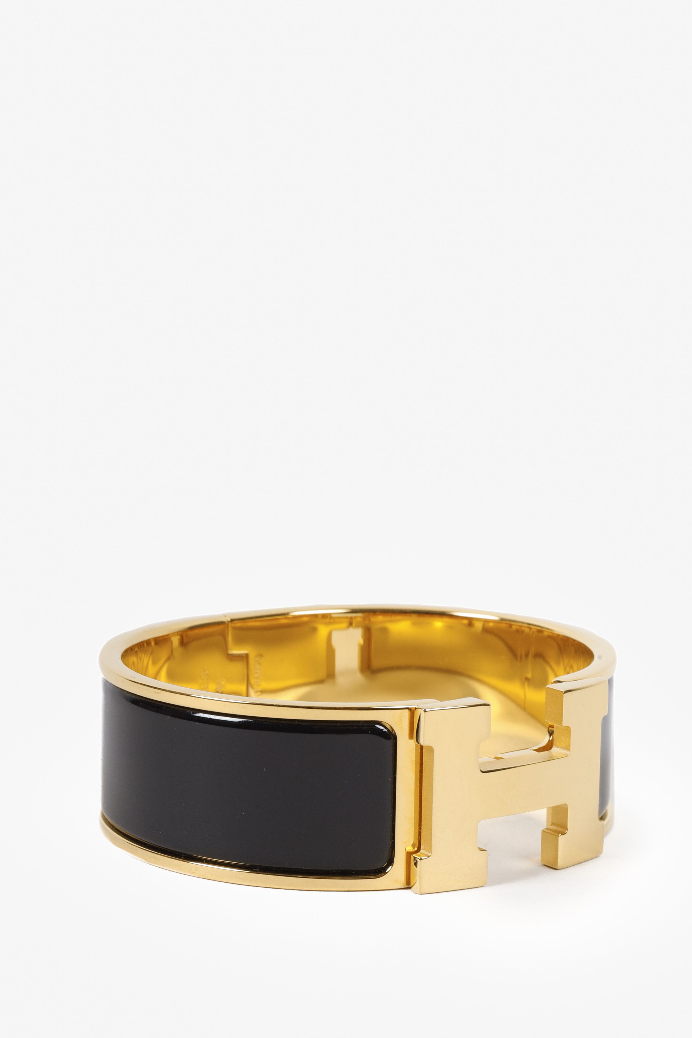 image of Hermes Noir Gold Clic Clac H Bracelet Pm, Women's