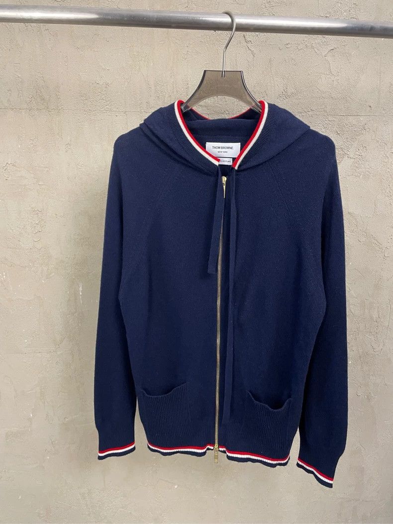 Thom Browne Thom Browne Navy Zip Hooded Jacket- dmc Size US M / EU 48-50 / 2 - 1 Thumbnail
