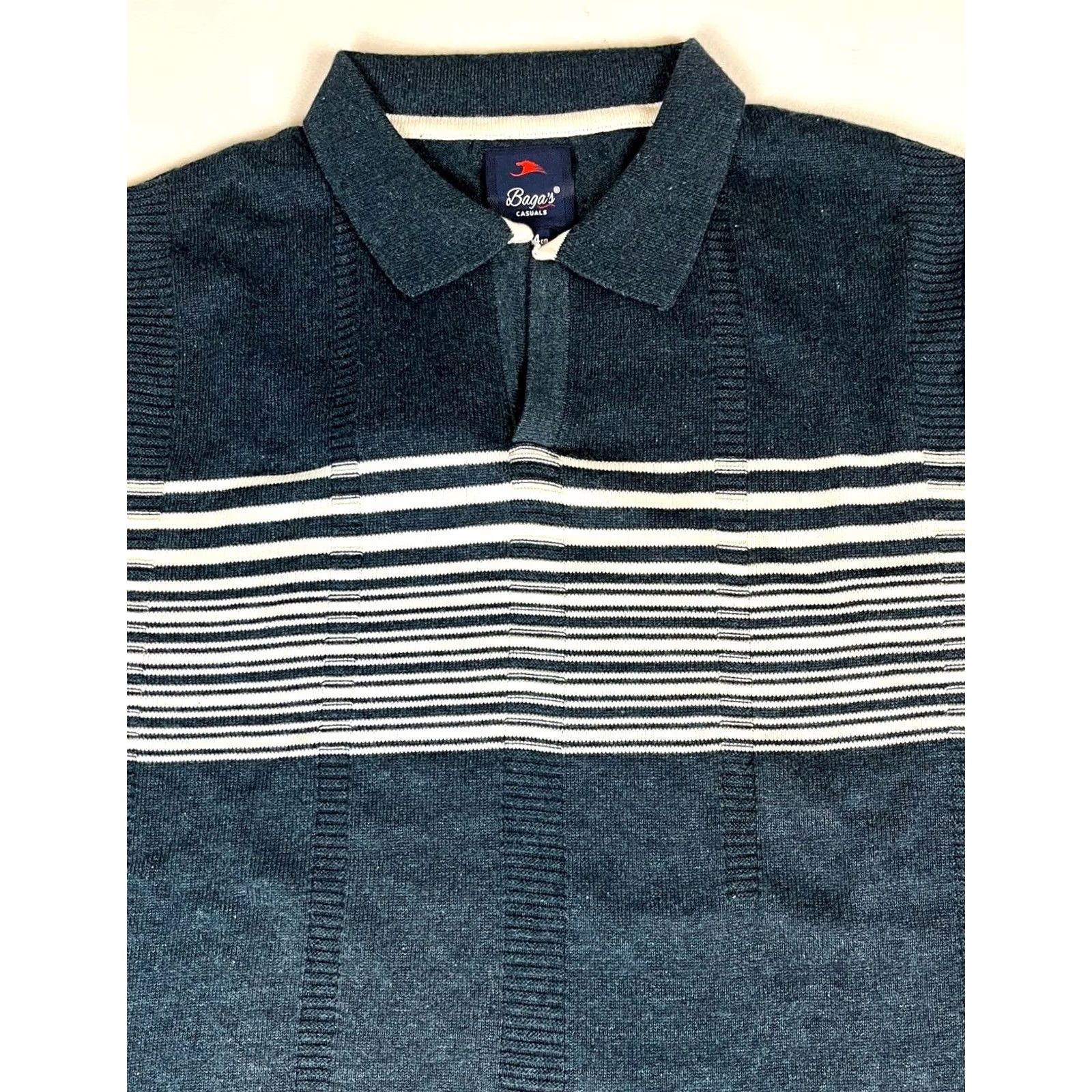 Vintage Baga's Men's Knit Polo Shirt L Blue Gray/Stripe Polo Shirt Shirt Mens Large Knit Polo Shirt NWT Size US L / EU 52-54 / 3 - 5 Thumbnail