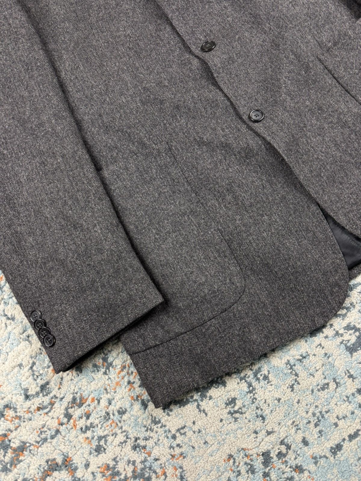 Burberry × Vintage Burberry charcoal wool cashmere blend long blazer old money Size 44R - 7 Thumbnail