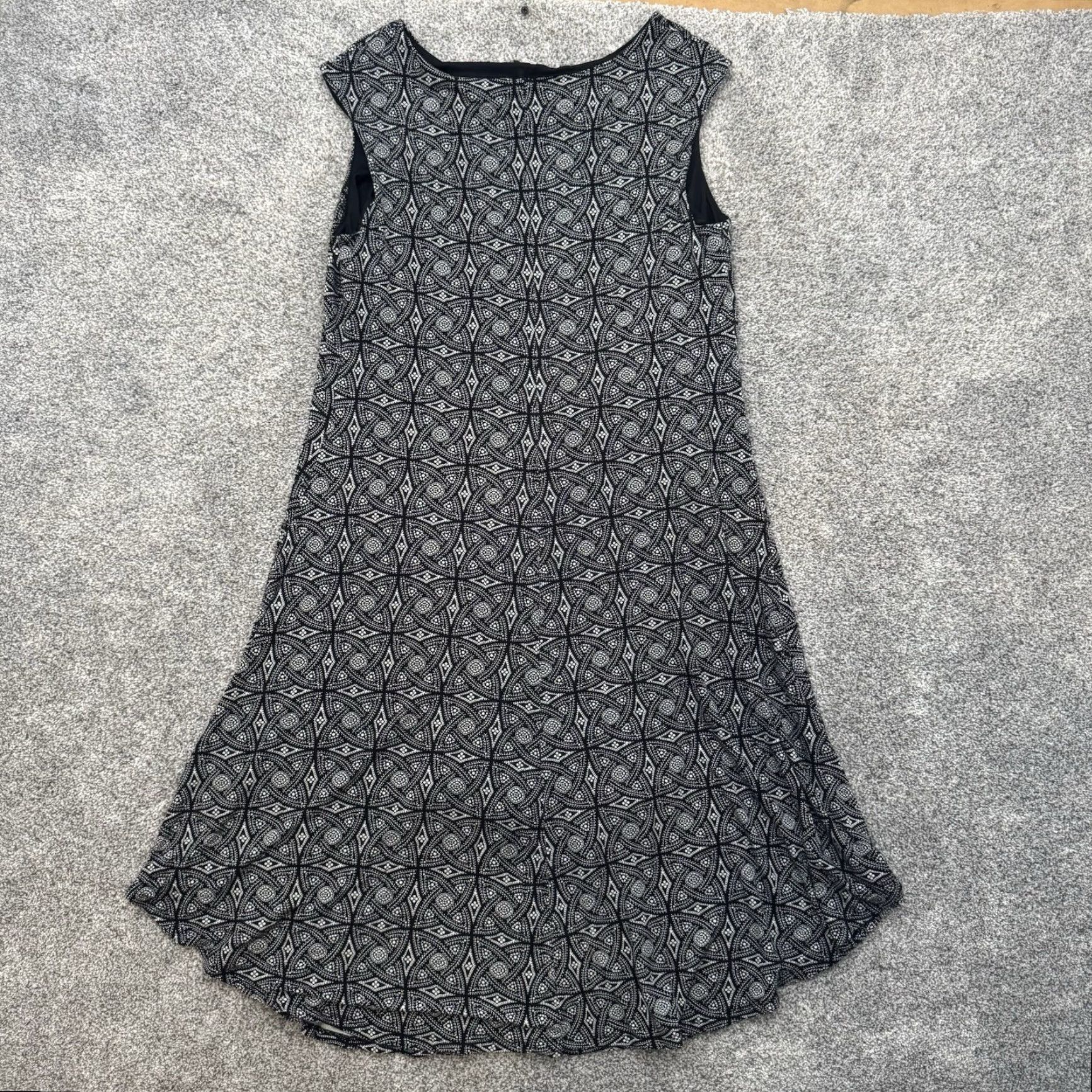 Vintage Cato Dress Plus 14W Geometric A-Line Midi Sleeveless Black Women's 60s 70s Retro Office Chic Classic Vintage 60s 70s Women's Dress Size XL / US 12-14 / IT 48-50 - 8 Thumbnail