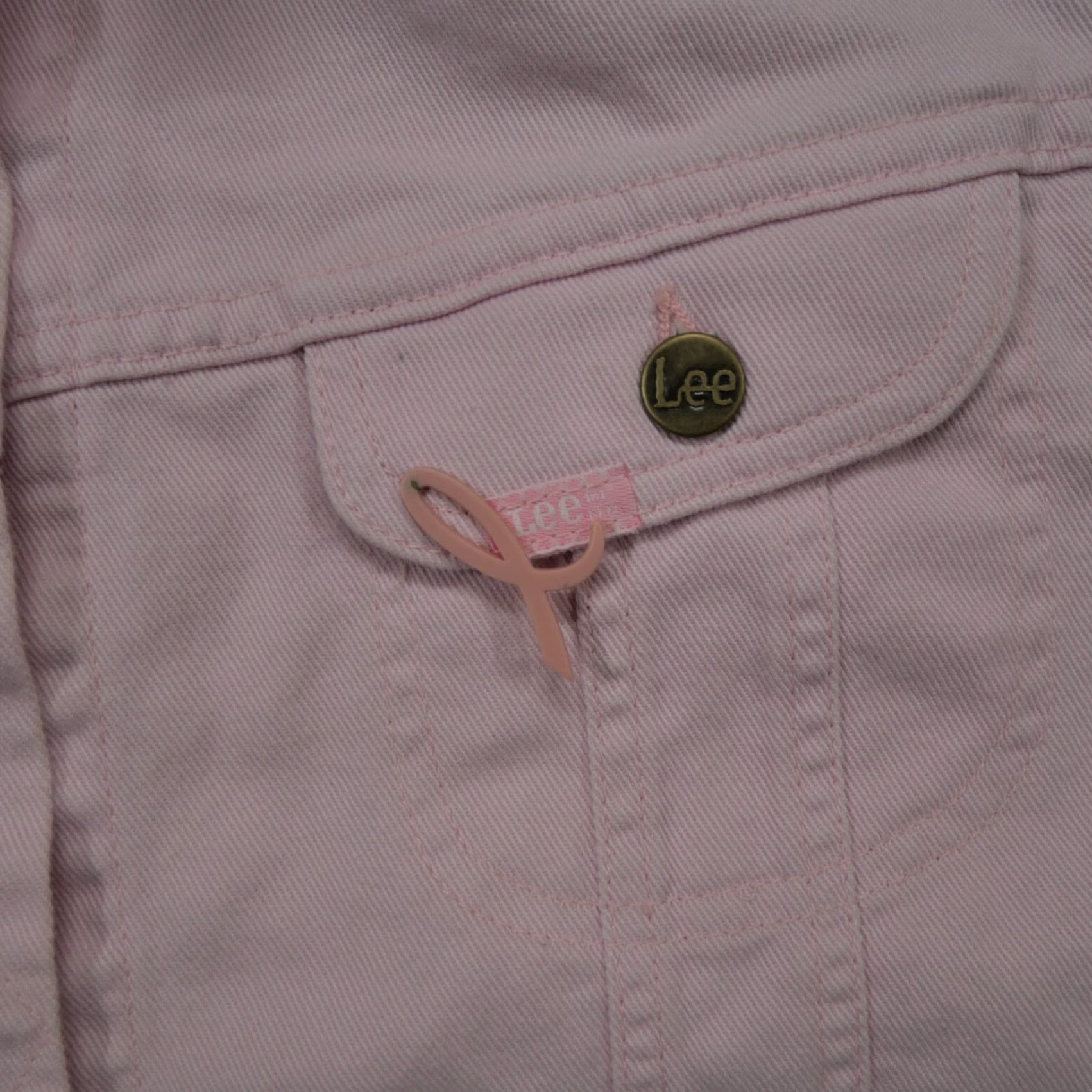 Lee VINTAGE Lee Jacket Womens XL Pink Breast Cancer Ribbon Casual Denim Short Sleeve Jacket Size 40" / US 18 - 2 Thumbnail