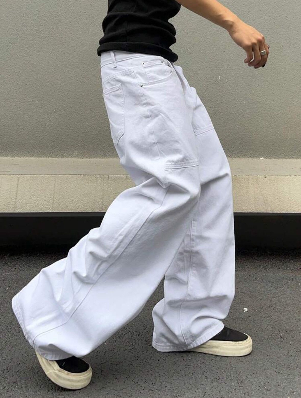 Baggy Jeans, white pants wide leg