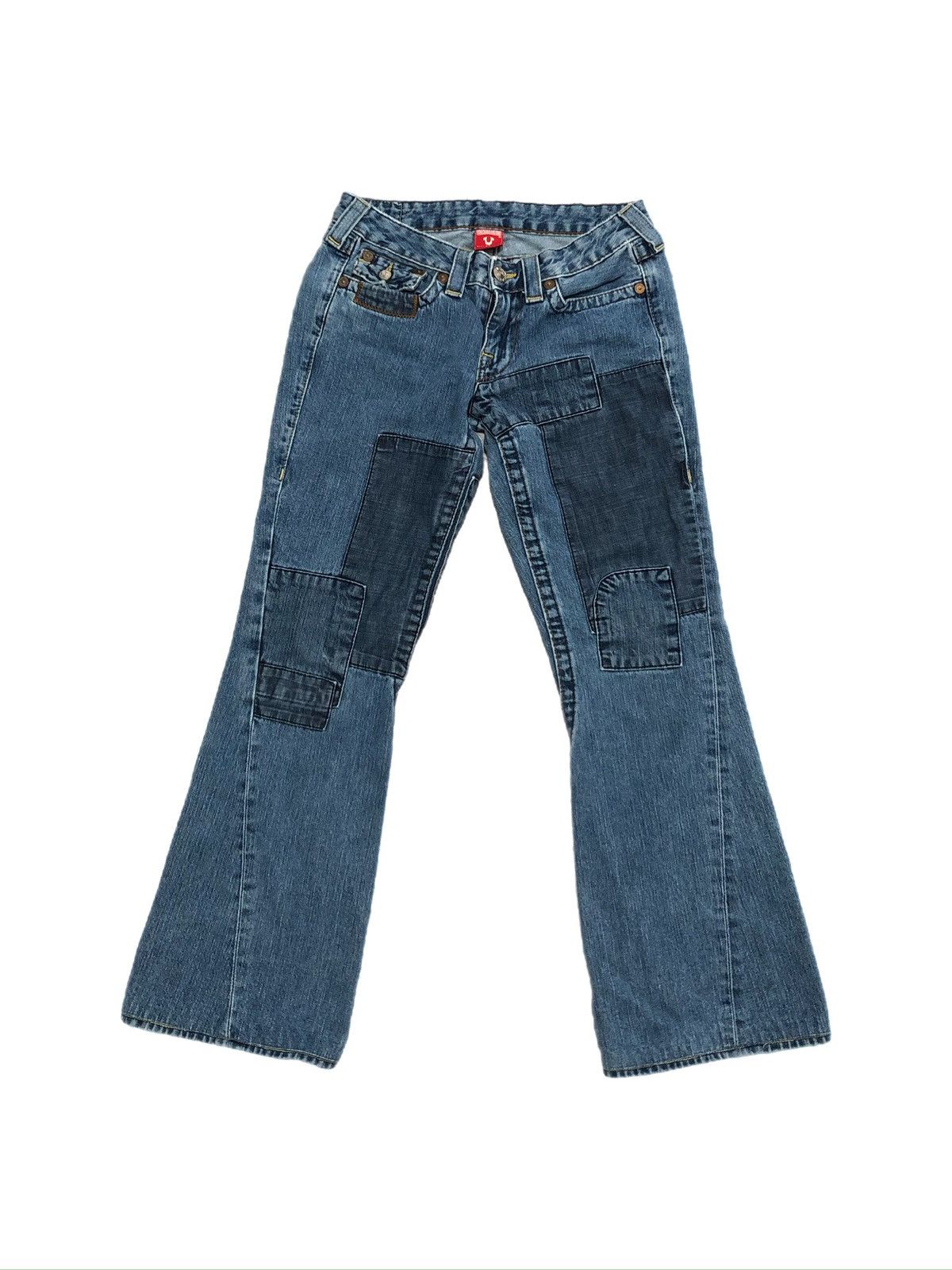 True Religion Vtg Y2K True Religion Patchwork Flared Jeans Size 28" / US 6 / IT 42 - 2 Thumbnail
