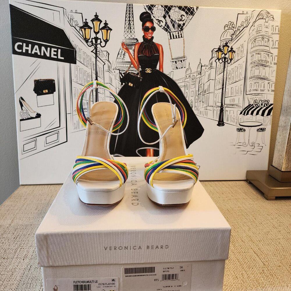 Designer Veronica Beard Fletcher Multi-Colored Sandals Size US 10 / IT 40 - 4 Thumbnail