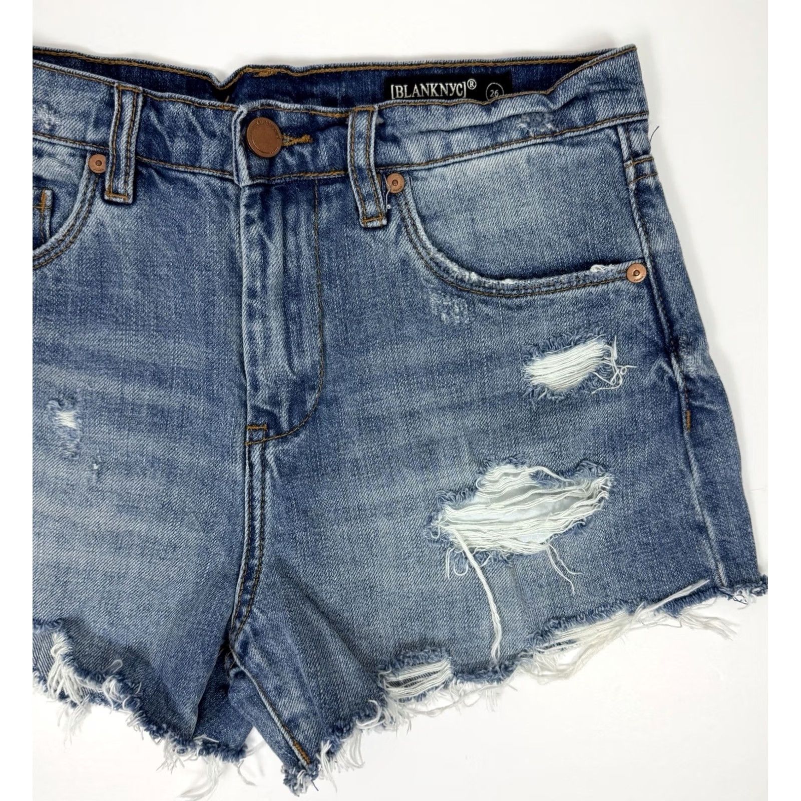 Vintage BLANKNYC Shorts Womens 26 Denim Cut-Off Shorts Patchwork Distressed Booty Short Shirt? Size 26" / US 2 / IT 38 - 3 Thumbnail