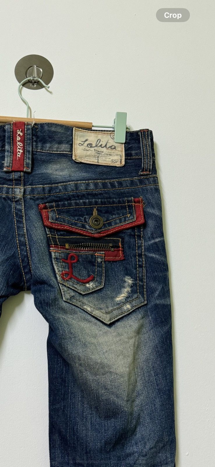 If Six Was Nine × Le Grande Bleu (L.G.B.) × Vintage VTG LOLITA DENIM DISTRESSED MUD WASH LOW RISE DENIM Size US 31 - 10 Thumbnail