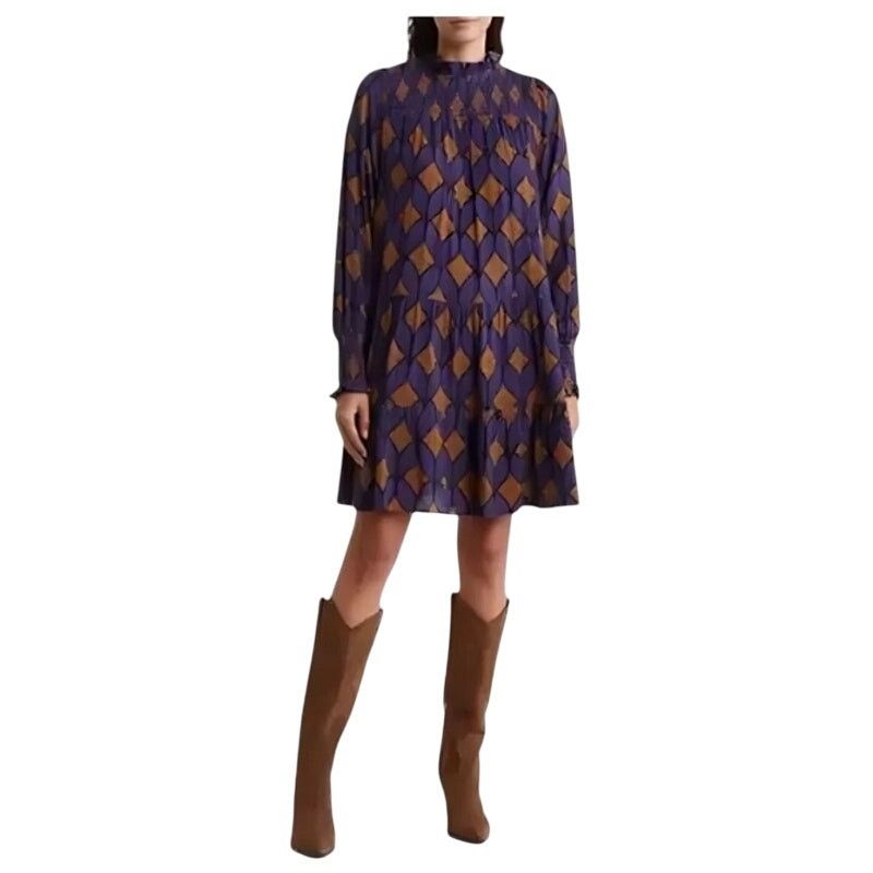 Other Melloday Mini Dress Geometric High Neck Purple Orange XS Size XS / US 0-2 / IT 36-38 - 1 Thumbnail