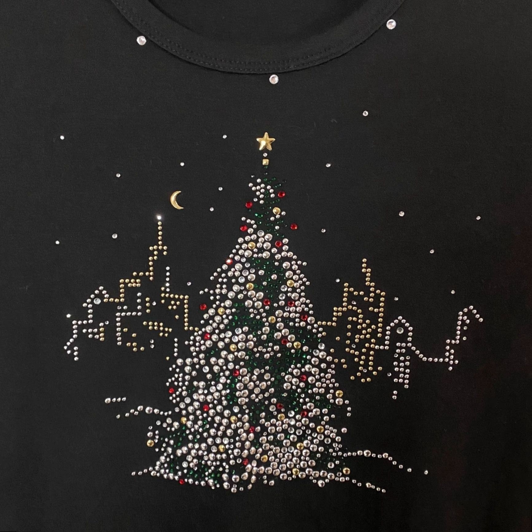 4SDESIGNS VINTAGE Isaac's Designs Bedazzled Rhinestone Embellished Christmas T-Shirt Women's Small Size S / US 4 / IT 40 - 6 Thumbnail