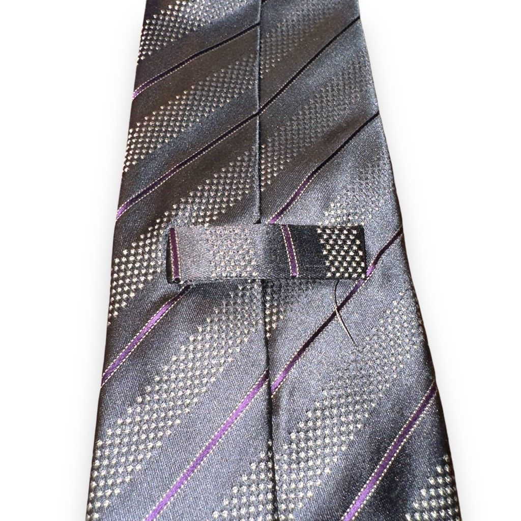 Ermenegildo Zegna Ermenegildo Zegna Gray & Purple Striped Handmade in Italy Ti Size ONE SIZE - 4 Thumbnail