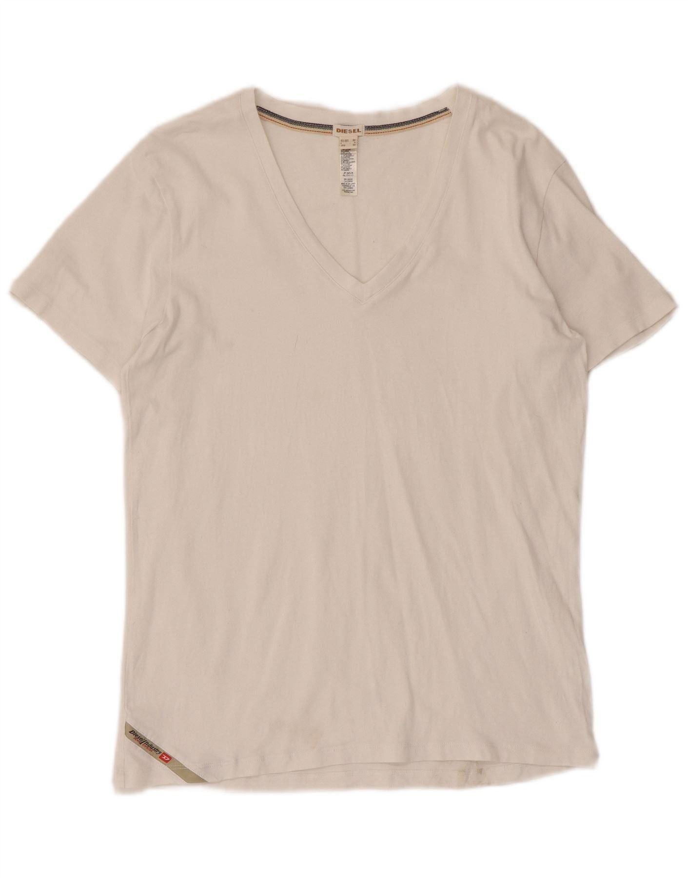 Diesel Womens T-Shirt Top UK 12 Medium White Cotton Size XS / US 0-2 / IT 36-38 - 1 Thumbnail