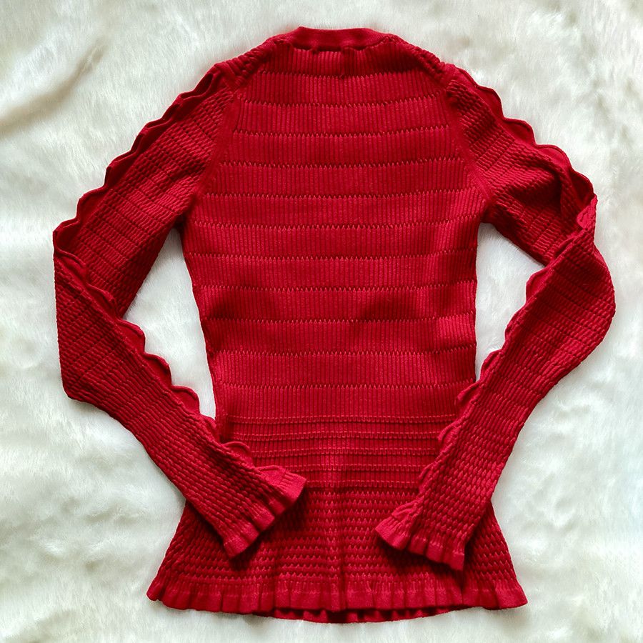 Kenzo Kenzo Paris Bright Red Ribbed Knit Top Size S / US 4 / IT 40 - 6 Thumbnail