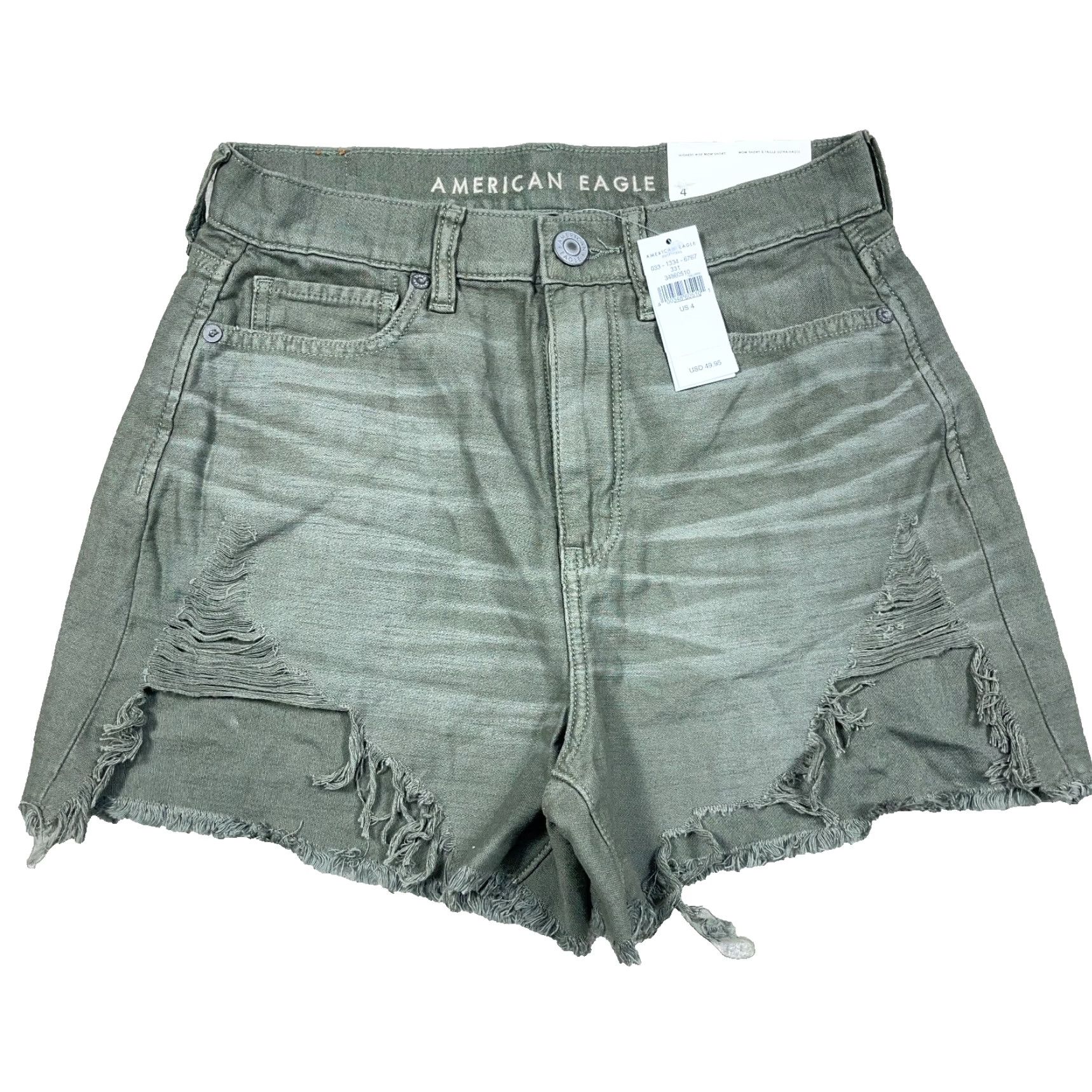 American Eagle Outfitters American Eagle Outfitters Mom Shorts Women 4 Olive Green High Rise Cut Off Jorts Denim 5-Pocket Size 27" / US 4 / IT 40 - 2 Thumbnail