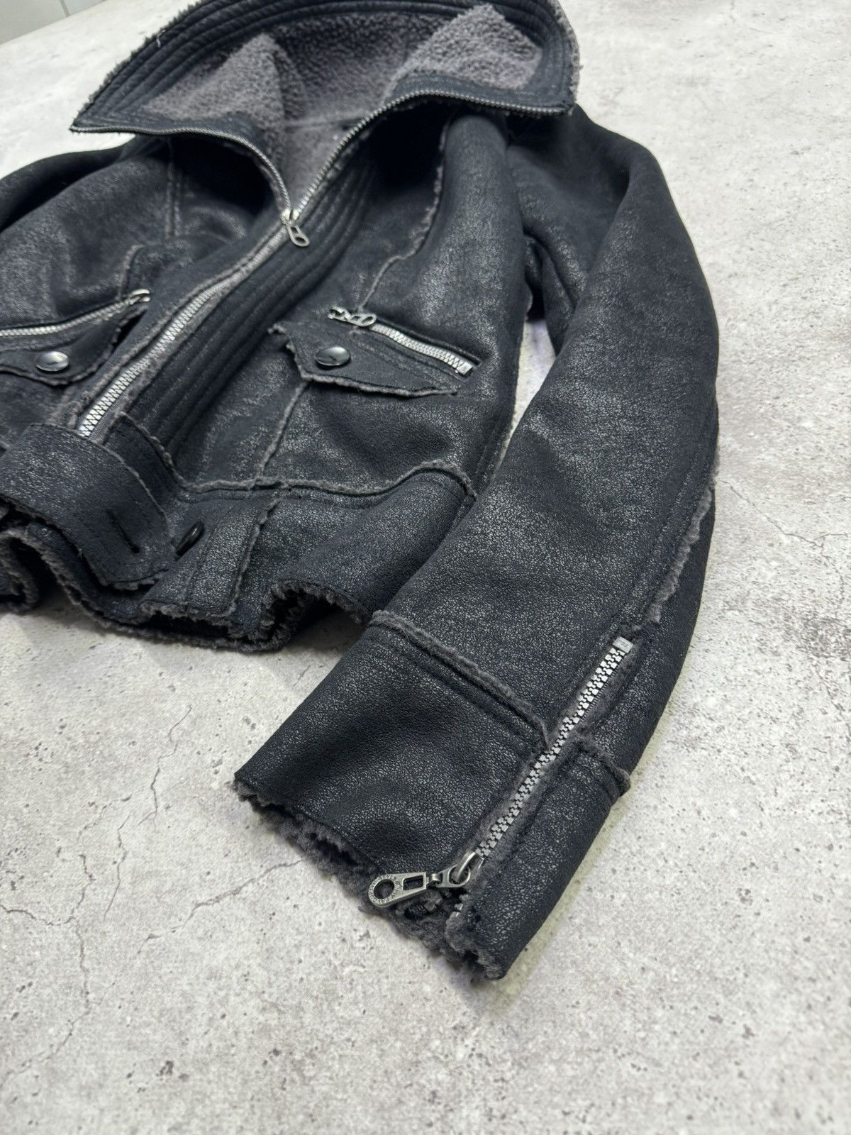 Japanese Brand Vintage Faded Big Neck Rick Owens Style Suede Jacket Size US M / EU 48-50 / 2 - 3 Thumbnail