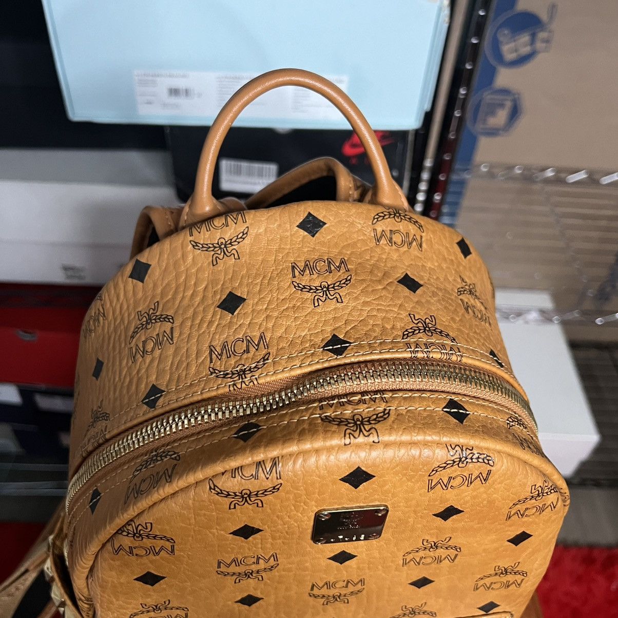 MCM MCM Stark Side Studs Backpack Cognac Visetos Size ONE SIZE - 12 Thumbnail