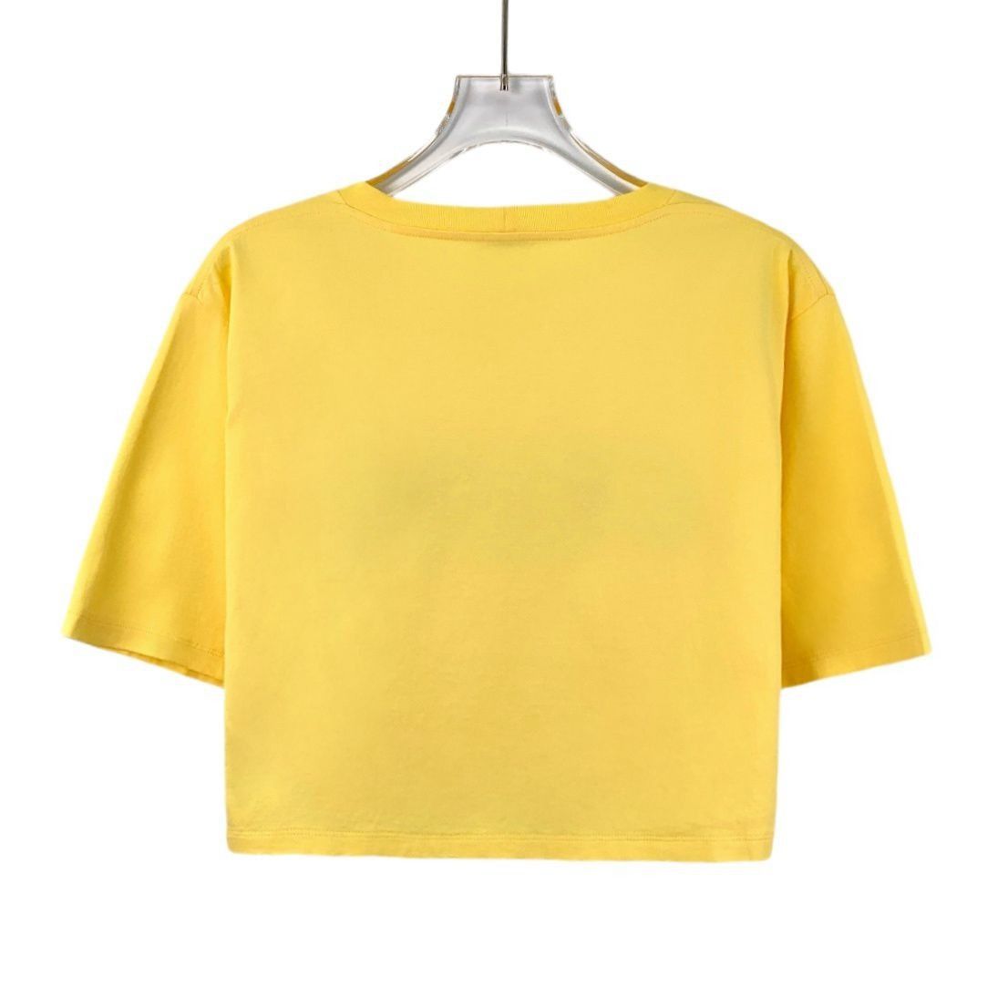 Celine Celine Yellow Cotton Letter Print Round-Neck Short-Sleeve T- Size XS / US 0-2 / IT 36-38 - 8 Thumbnail
