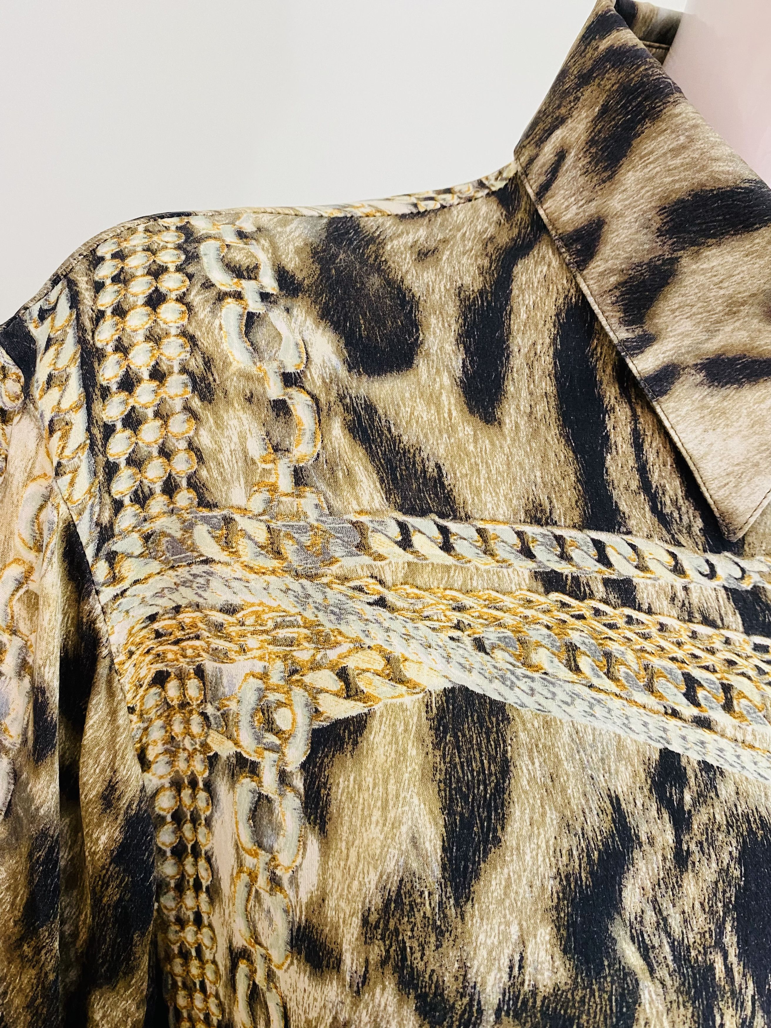 Roberto Cavalli Roberto Cavalli Silk Chain Leopard Lion Corset Top Shirt Size M / US 6-8 / IT 42-44 - 9 Thumbnail