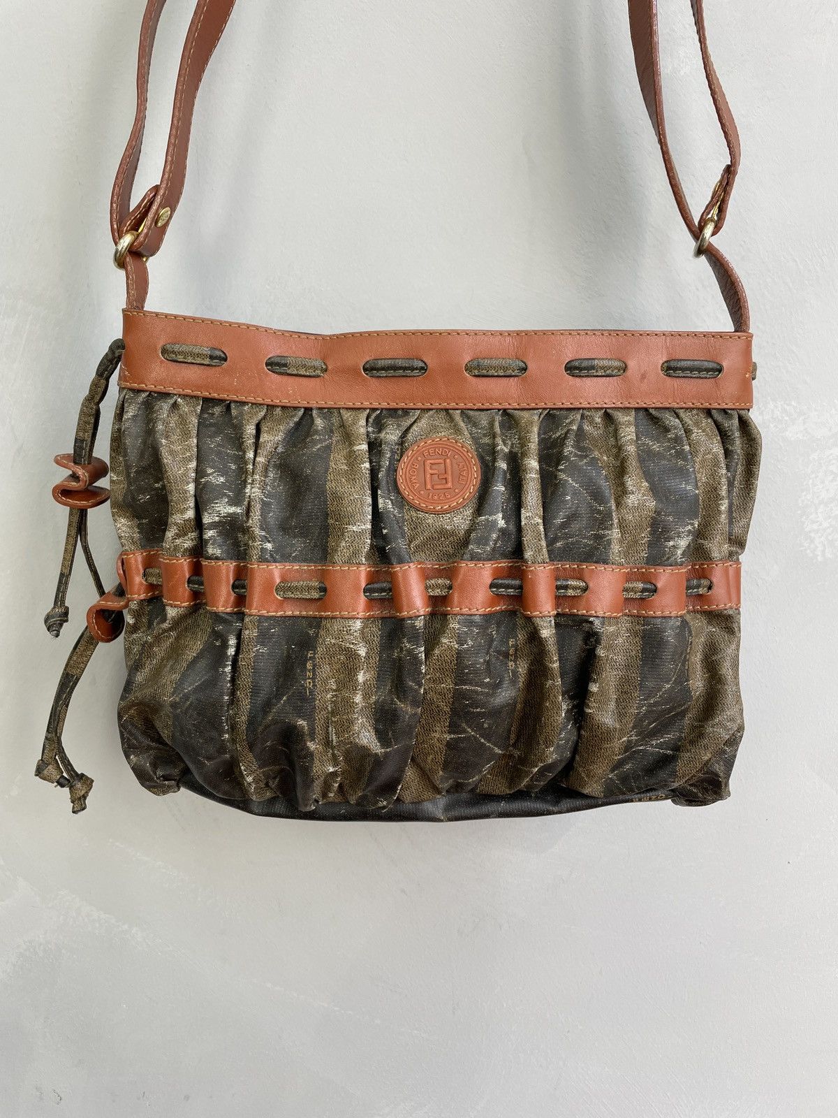 Fendi × Vintage Fendi Vintage Monogram Brown Leather Shoulder Bag Size ONE SIZE - 3 Thumbnail