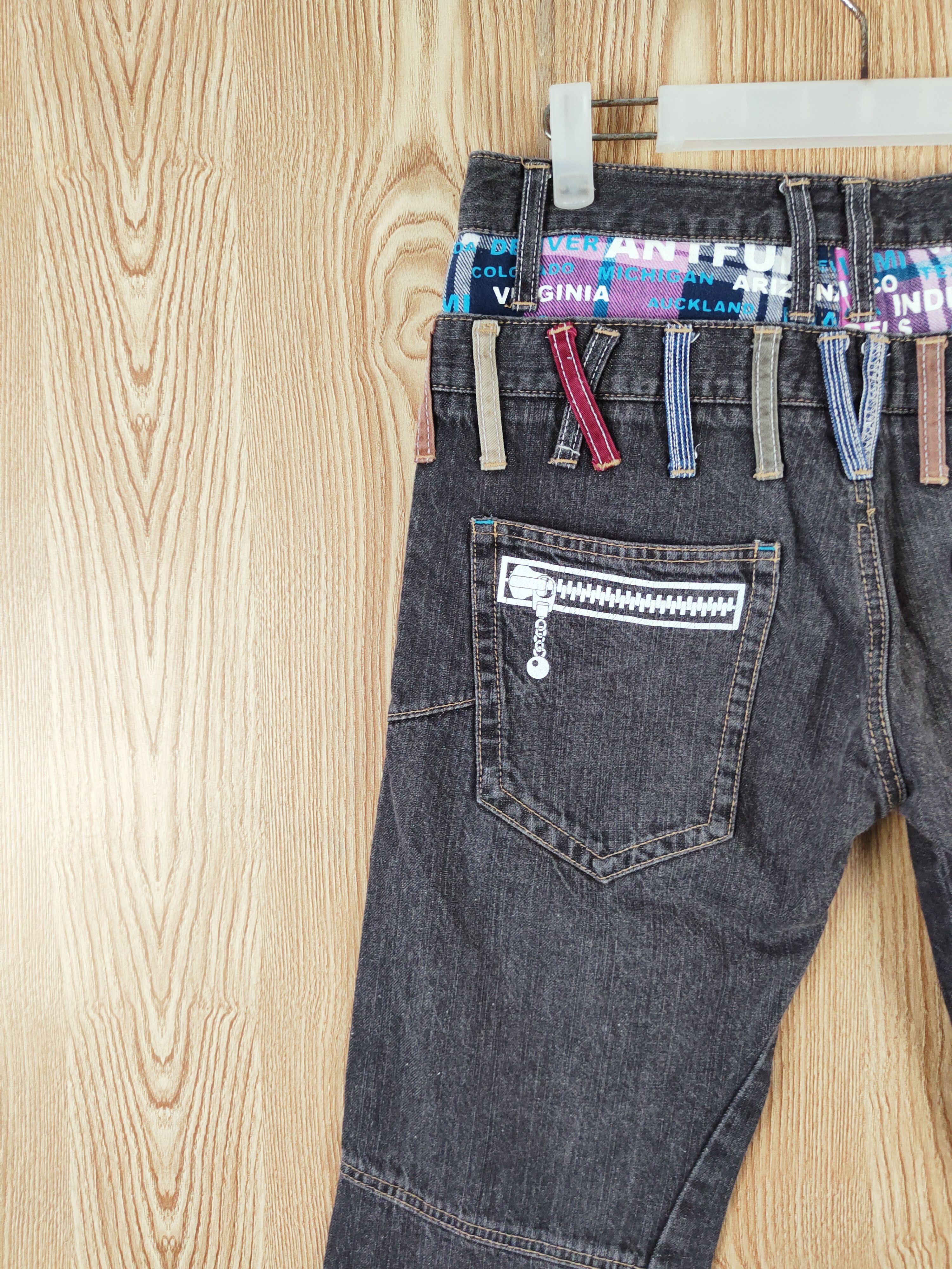 Japanese Brand Antfui Black double waist Faded Ripped denim #W385 Size US 30 / EU 46 - 9 Thumbnail