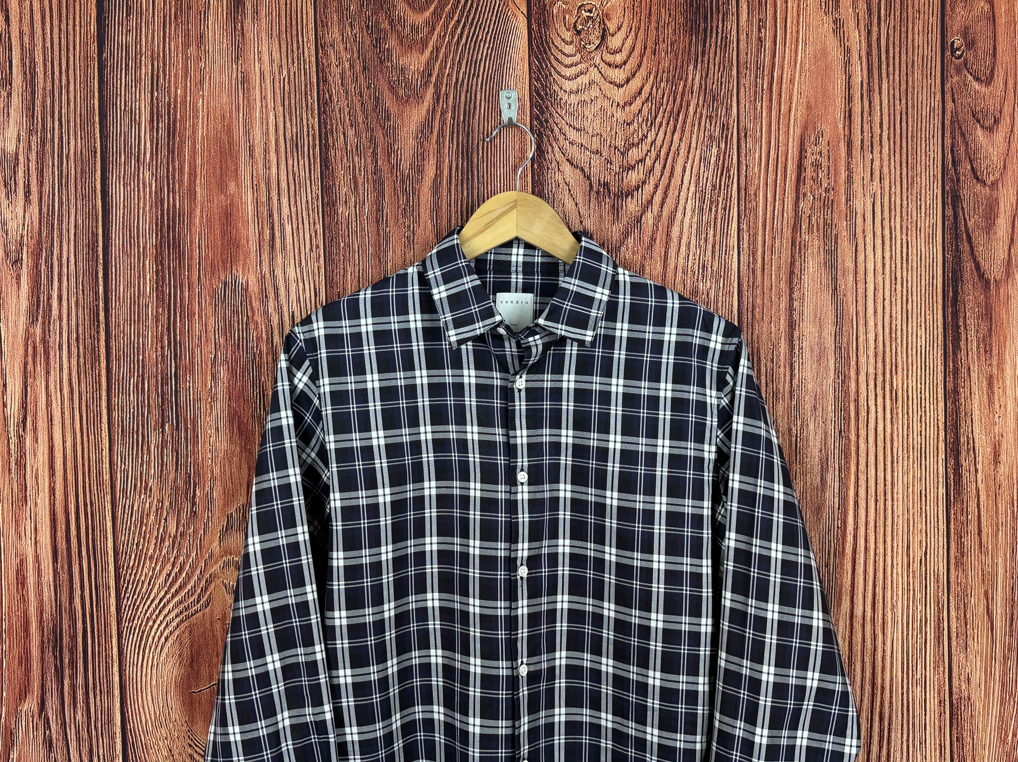 Sandro NWT RRP 230$ SANDRO Paris Chemise Tartan Marine Shirt Size US S / EU 44-46 / 1 - 6 Thumbnail