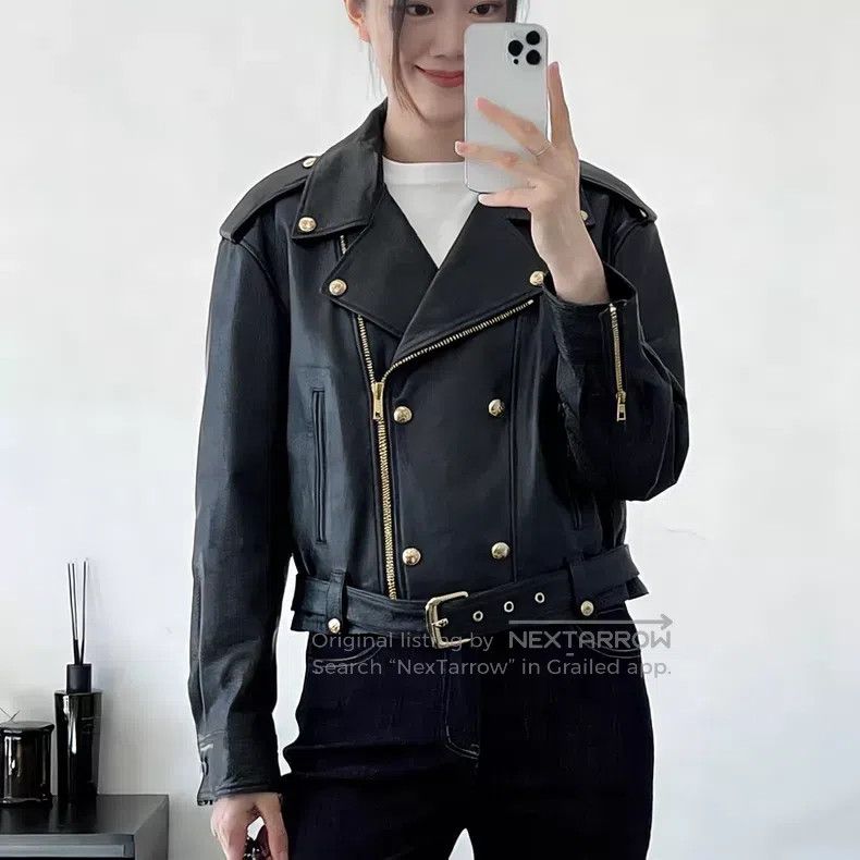 Celine CELINE Solid Color Zip-up Trapeze Collar Leather Jacket Size XS / US 0-2 / IT 36-38 - 8 Thumbnail