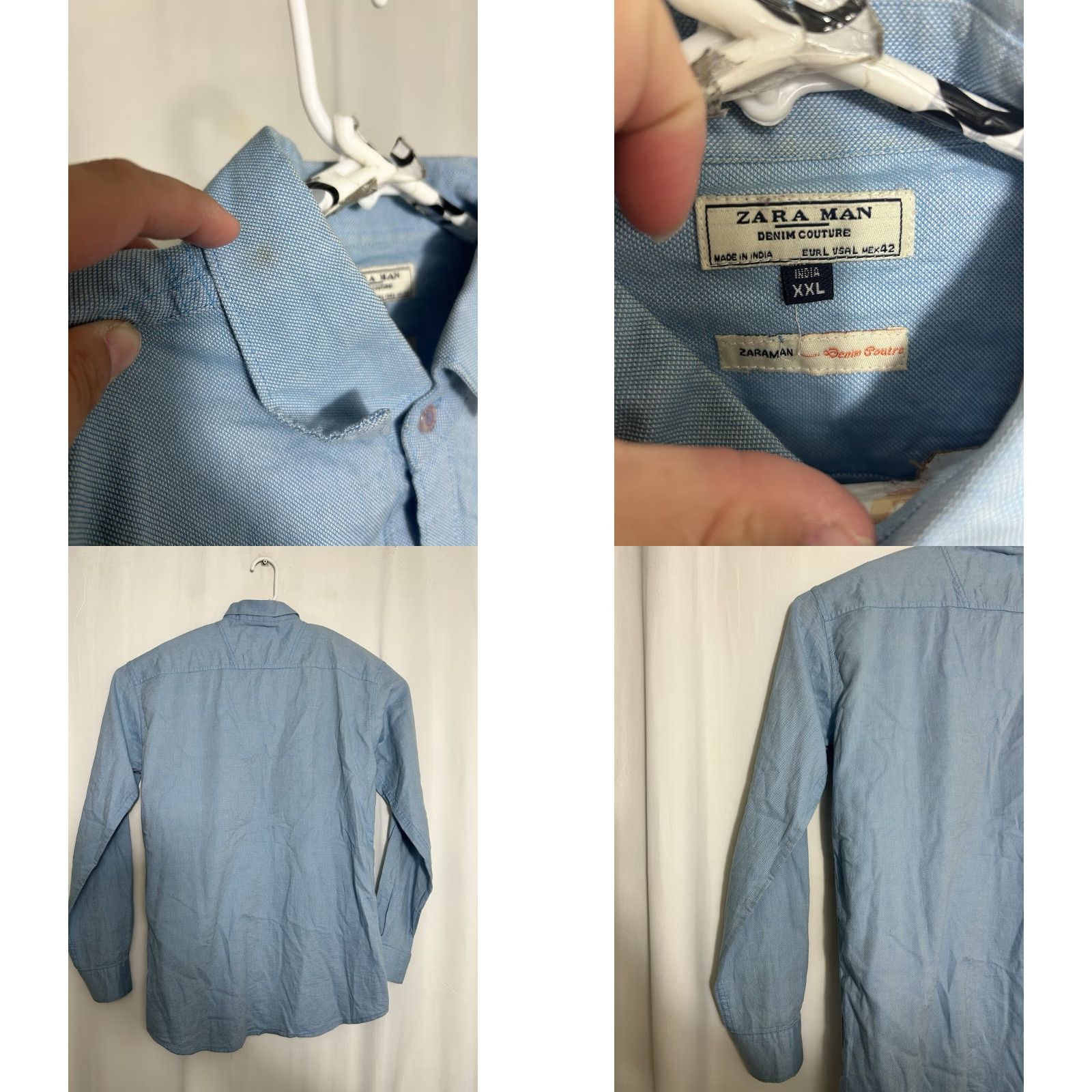 Zara Zara Man Denim Shirt Button-Down Long Sleeve Blue Couture Slim Fit L Size Men Size US L / EU 52-54 / 3 - 8 Thumbnail