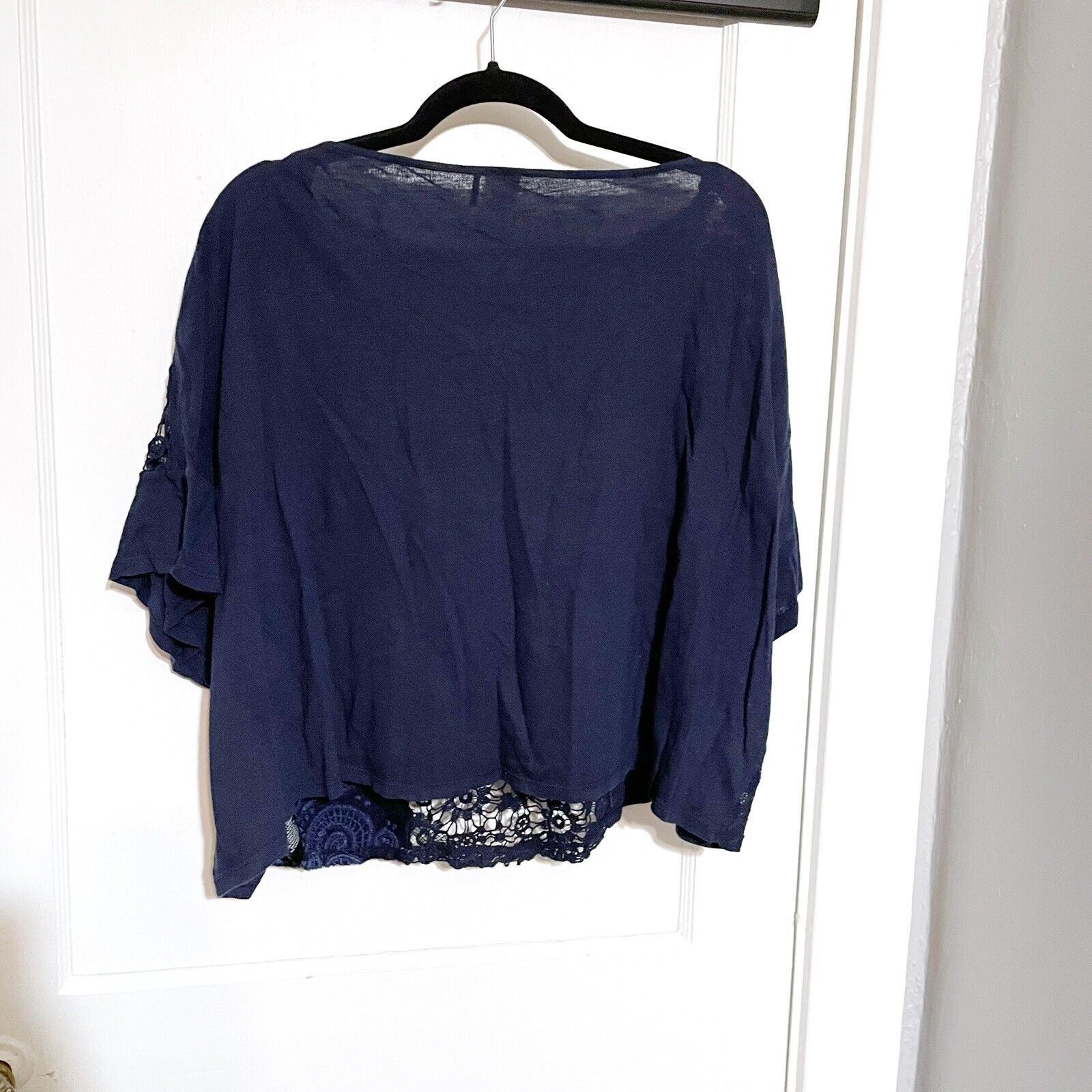 Anthropologie Anthropologie Akemi Kin Top Crochet Embroidered Navy Blue XS Size XS / US 0-2 / IT 36-38 - 3 Thumbnail