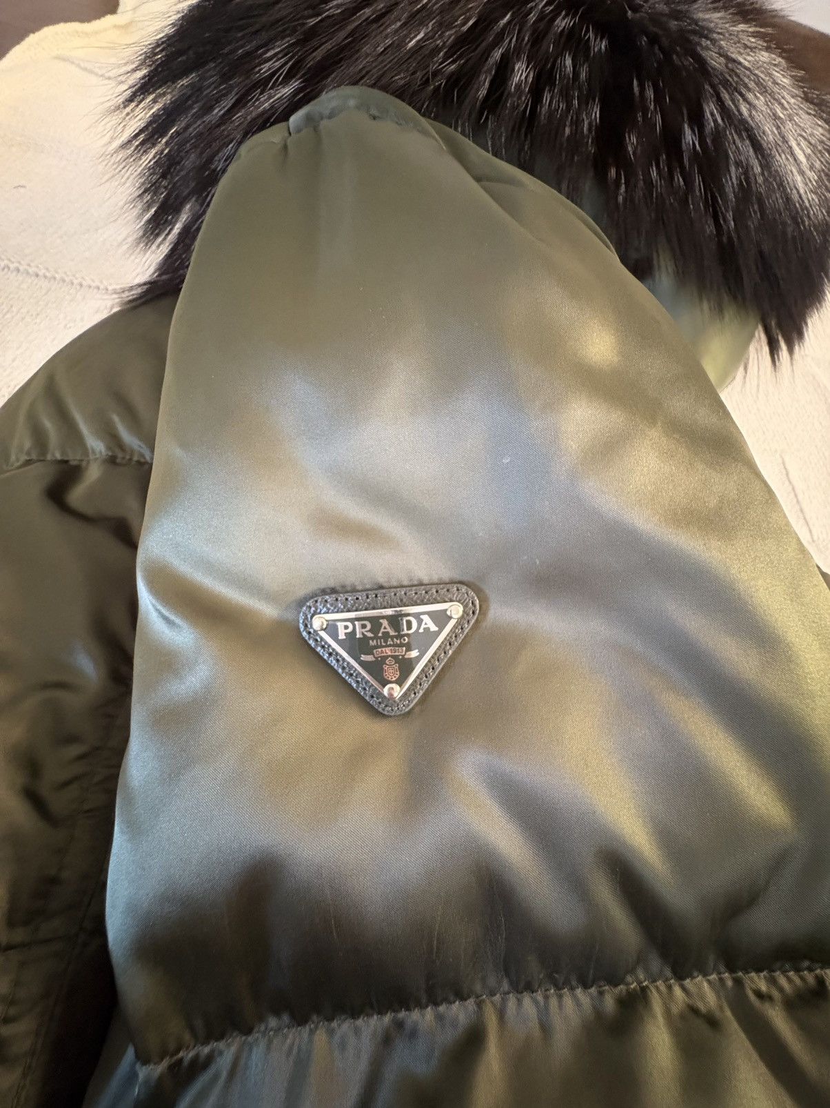 Prada Satin Prada Winter Coat Fox Fur Trim Size M / US 6-8 / IT 42-44 - 3 Thumbnail