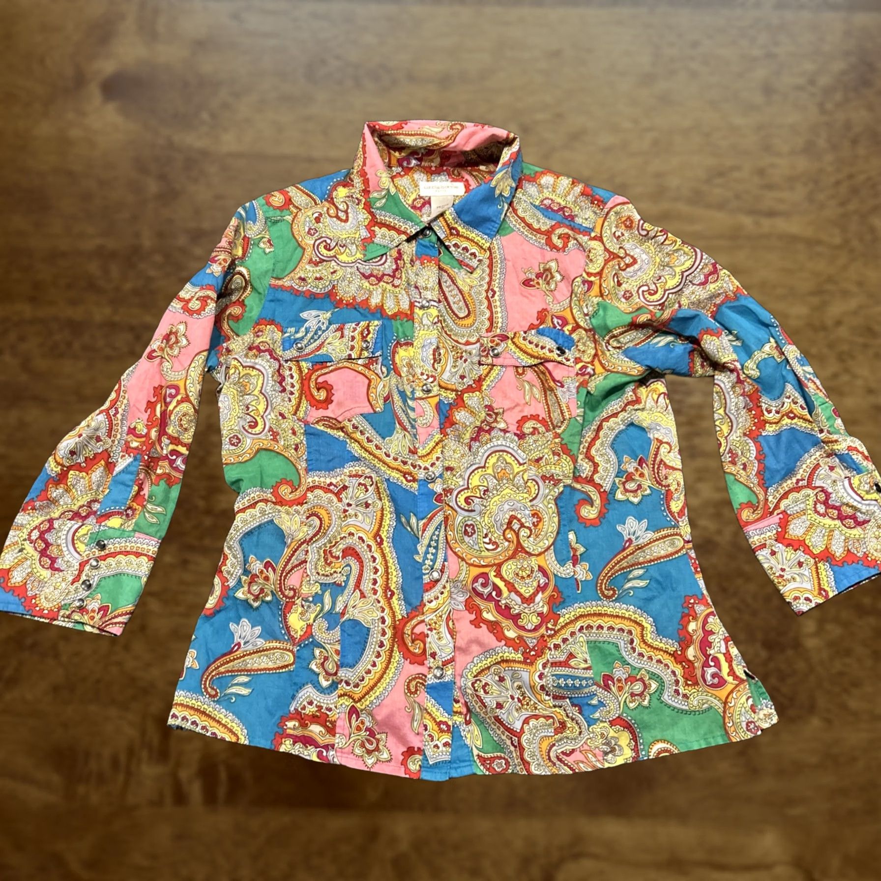 Liz Claiborne Studio Liz Claiborne Blouse Womens M Multicolor Floral Size Snap Button A25 Size M / US 6-8 / IT 42-44 - 1 Thumbnail