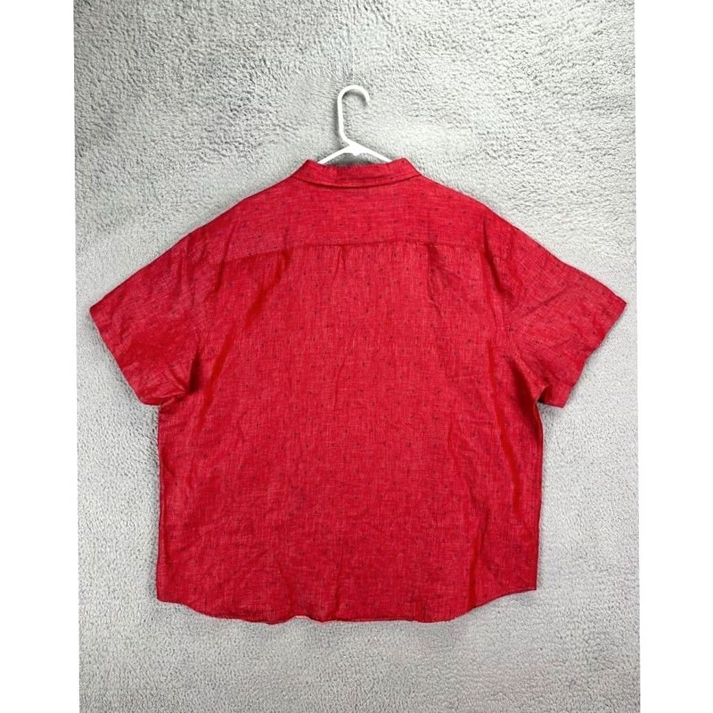 Nautica Nautica Shirt Adult 3XL Red Anchor Geometric Linen Blend Classic Button Up Mens Size US XXL / EU 58 / 5 - 2 Thumbnail