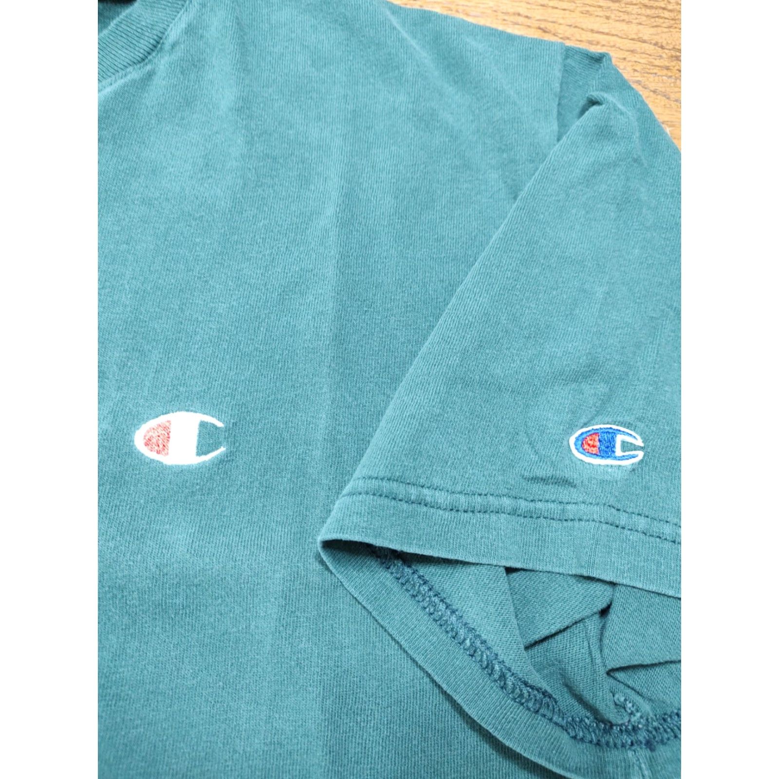 Champion VINTAGE Champion Henley Shirt Mens XL Button Embroidered Logo Green Navy Size US XL / EU 56 / 4 - 3 Thumbnail