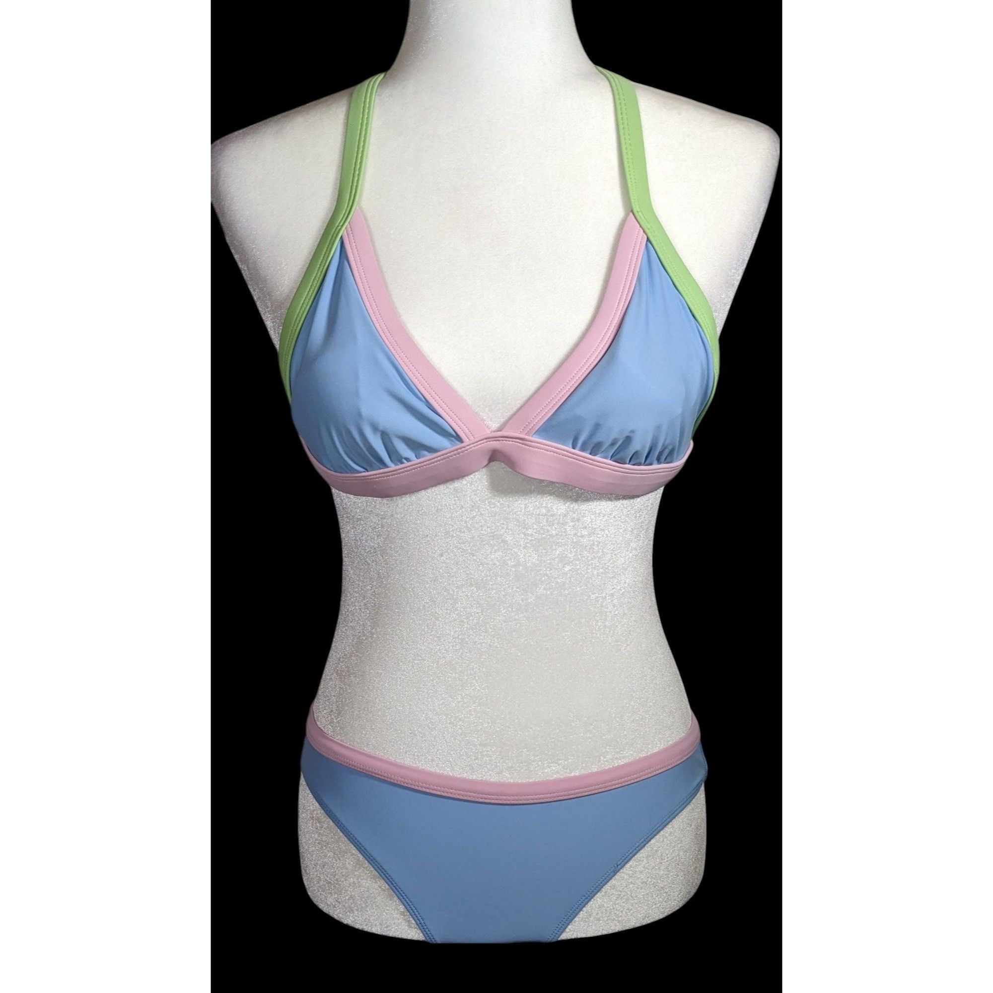 Other Salt & Cove Juniors Blue Pink And Green X Back Bikini Size ONE SIZE - 1 Thumbnail