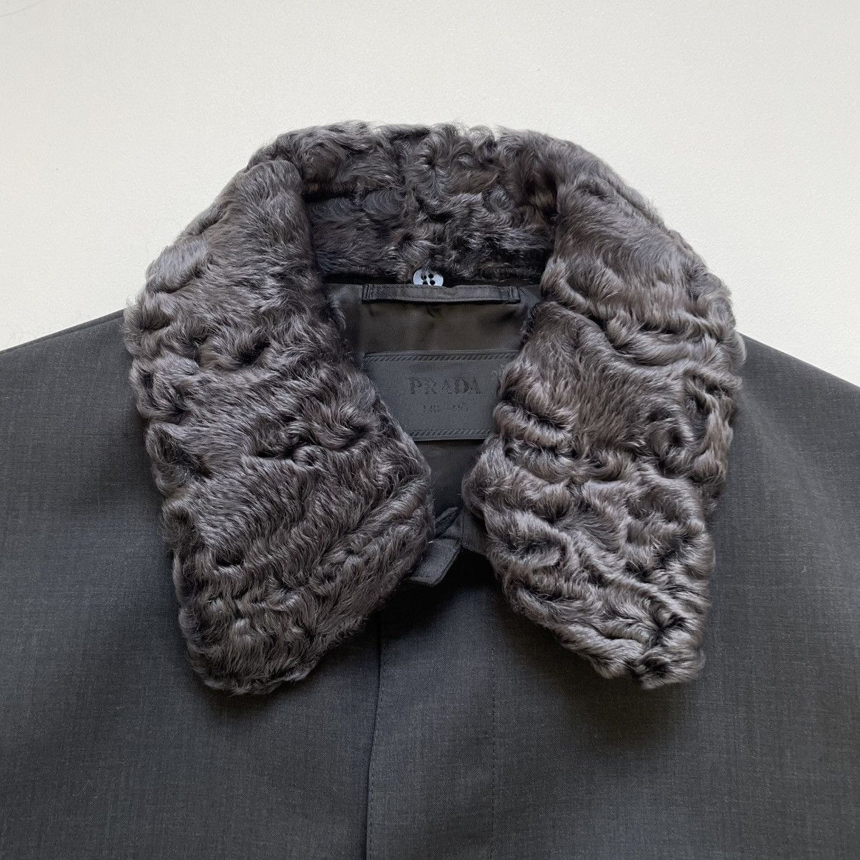 Prada A/W 13 Astrakhan Fur Collar Mac Jacket Size US L / EU 52-54 / 3 - 5 Thumbnail