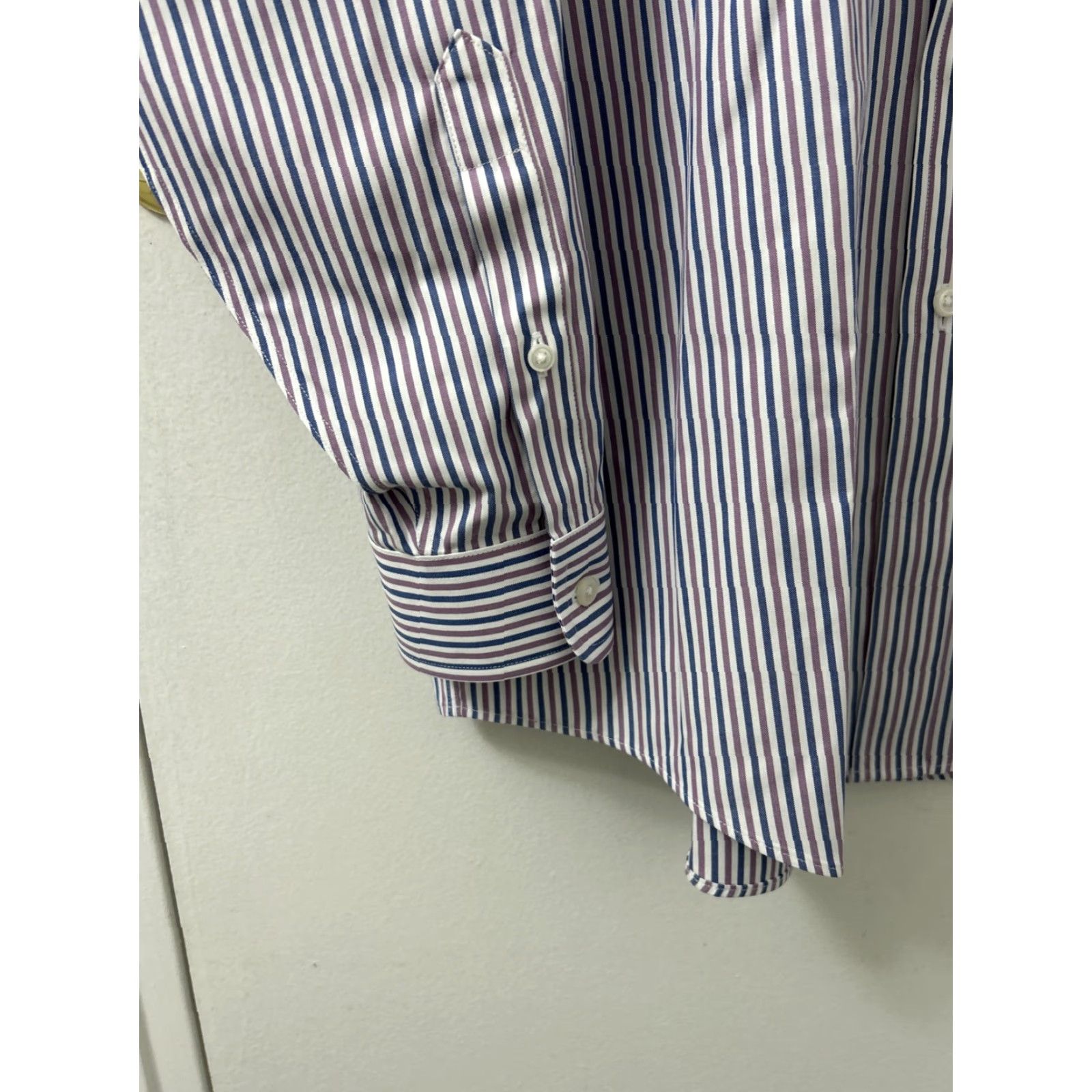 Vintage LL Bean Shirt Mens 15.5 Blue Purple Striped Pinpoint Oxford Traditional Fit L/S Button-Up Size US L / EU 52-54 / 3 - 6 Thumbnail