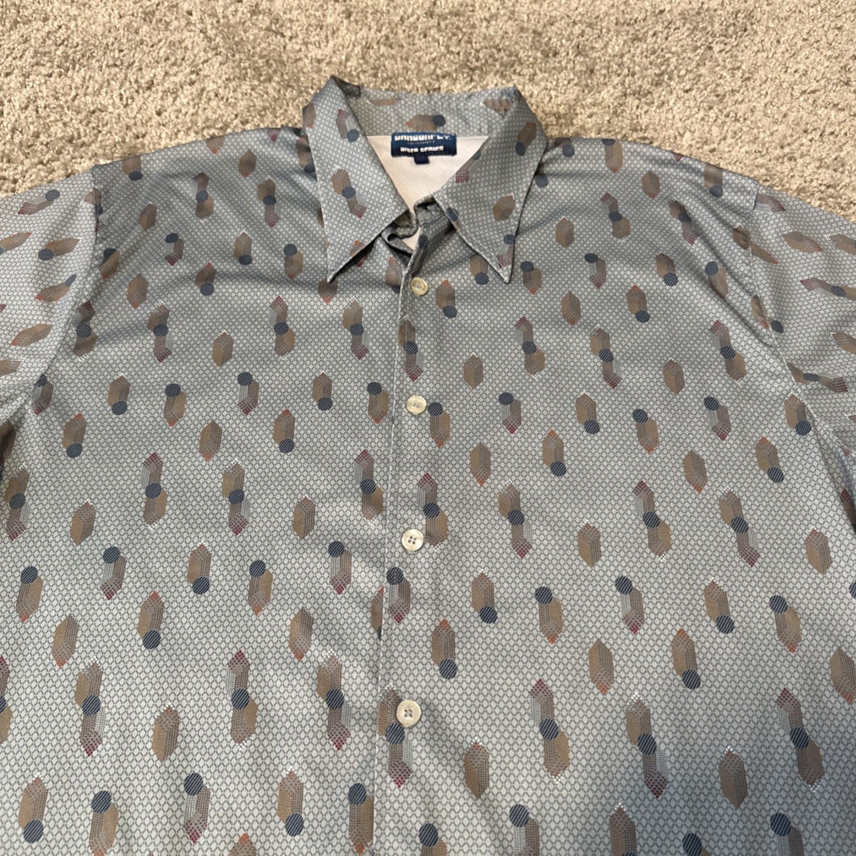 Vintage Dragonfly Button-Up Shirt XL Retro Ivory Short Sleeve Pattern Print Men Size US XL / EU 56 / 4 - 3 Thumbnail