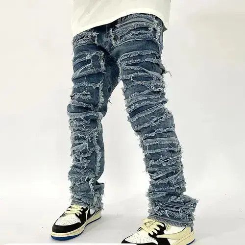 VIBE Hole Ripped Distressed Jeans Size US 32 / EU 48 - 3 Thumbnail