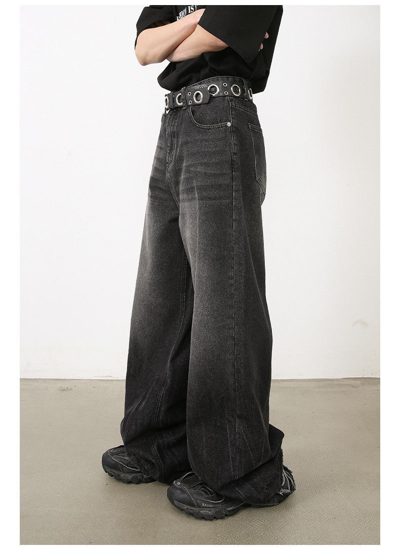 Vintage Japanese retro loose straight men's ripped wide-leg jeans Size US 32 / EU 48 - 4 Thumbnail