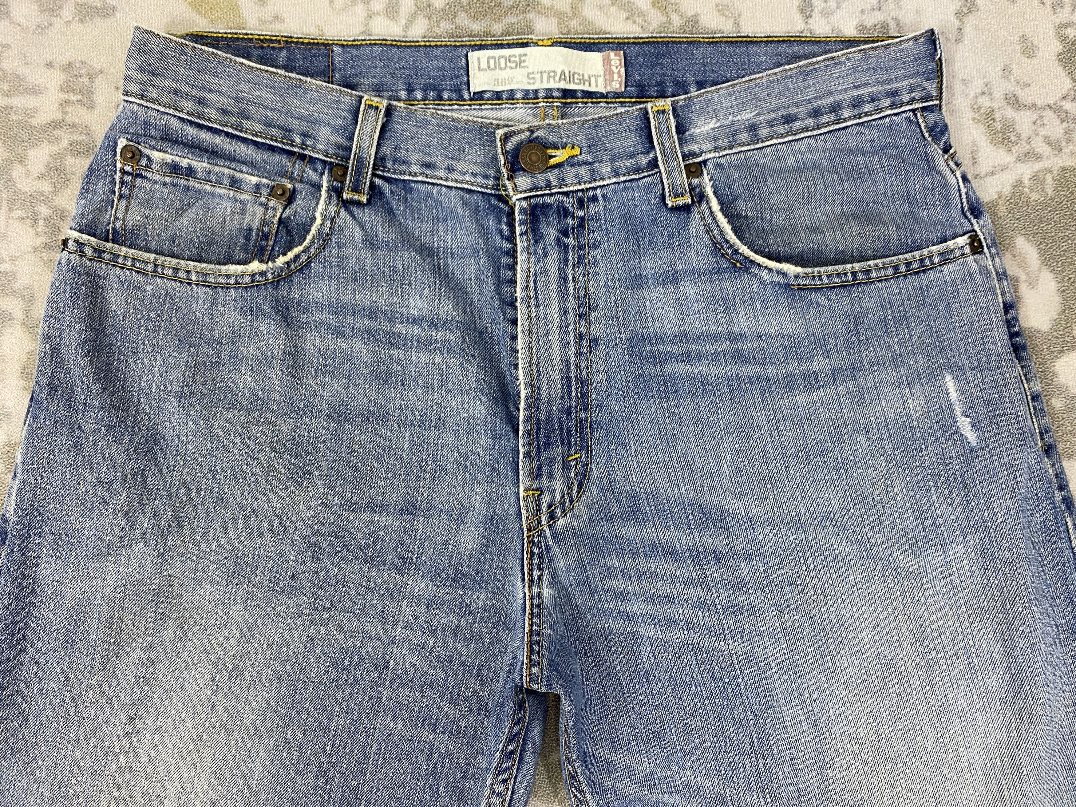 Levi's Blue Distressed Vintage Levi's 569 Loose Denim 35x32 -JN368 Size US 35 - 3 Thumbnail