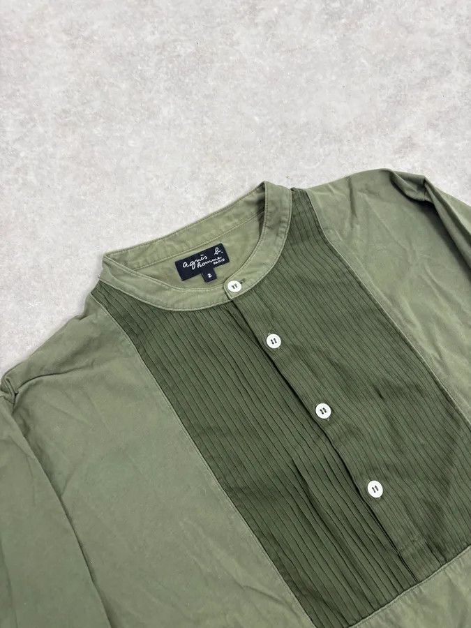 agnes b. 2000s Agnes b Olive Ribbed Plastron Henley Longsleeve Size US M / EU 48-50 / 2 - 5 Thumbnail