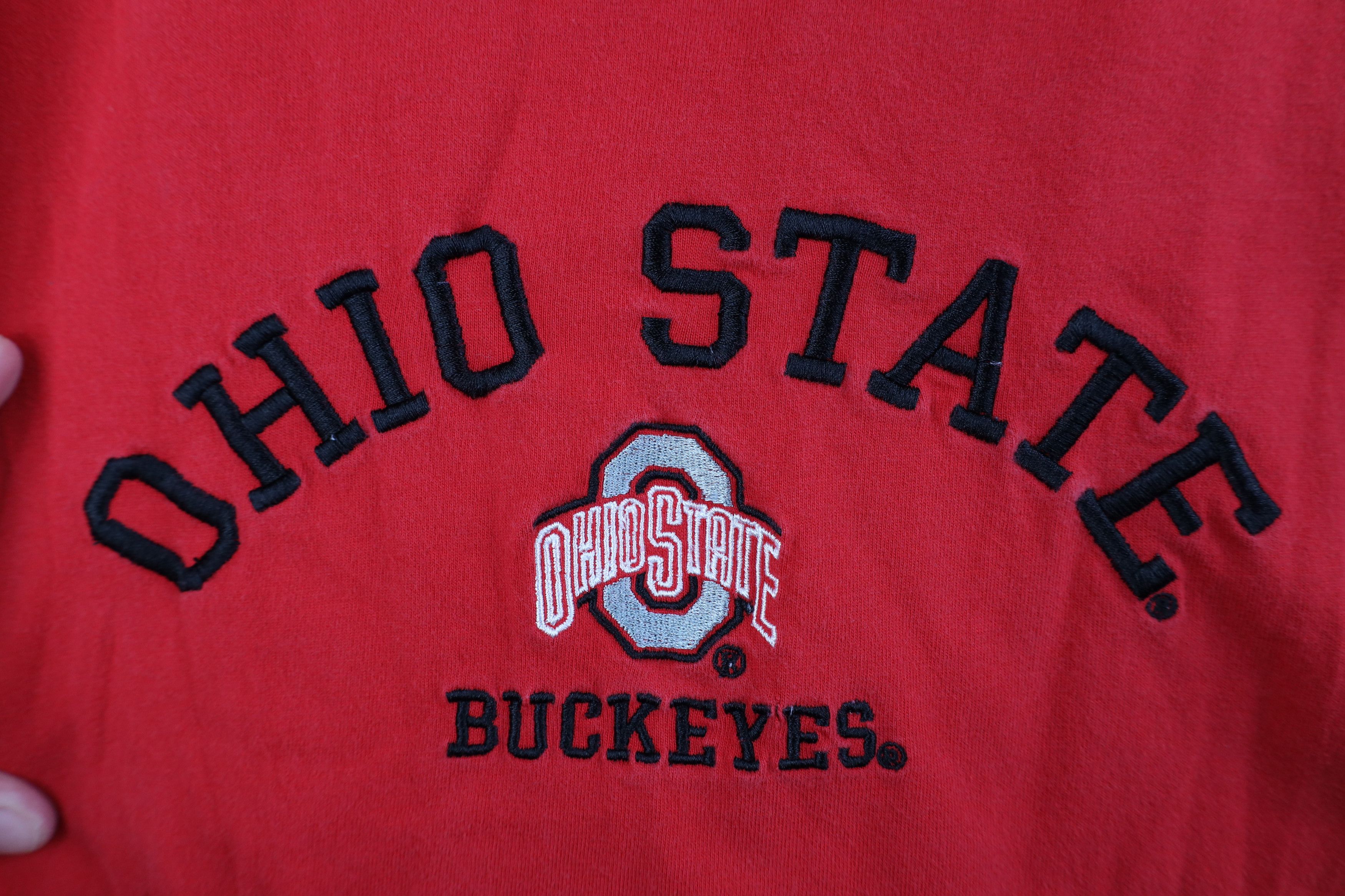 Vintage Vintage 90s Spell Ohio State University T-Shirt Red Cotton Size US L / EU 52-54 / 3 - 4 Thumbnail