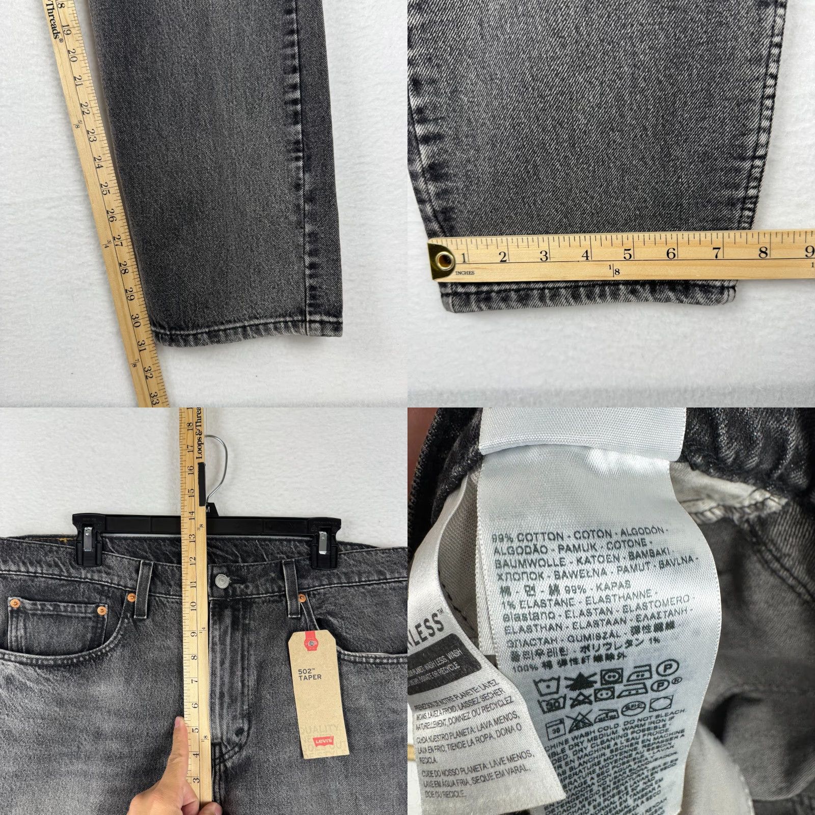 Levi's Levi's 502 Taper Jeans 36x32 Washed Black Stretch Denim NWT Regular Mens Size US 36 / EU 52 - 8 Thumbnail