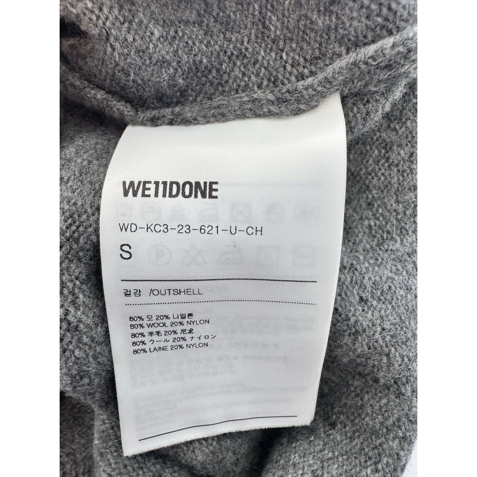 WE11DONE WE11DONE Cardigan Sweater Charcoal Pocket Logo Knit Wool Size US S / EU 44-46 / 1 - 7 Thumbnail