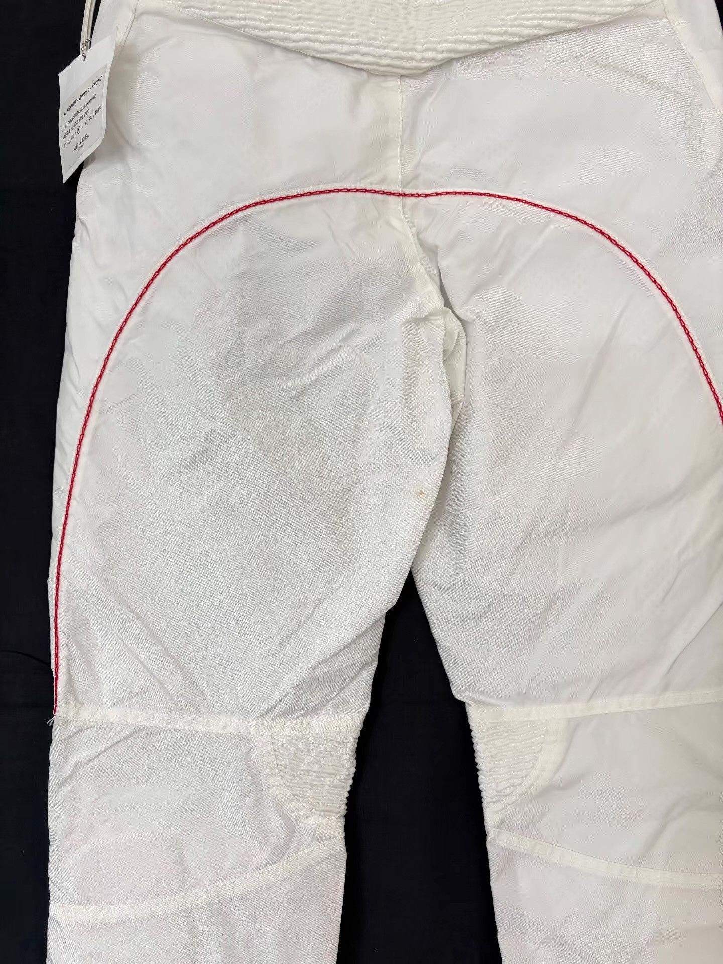 KANGHYUK White Casual Pants w/ Knee Patches & Red Stitching Size US 34 / EU 50 - 5 Thumbnail