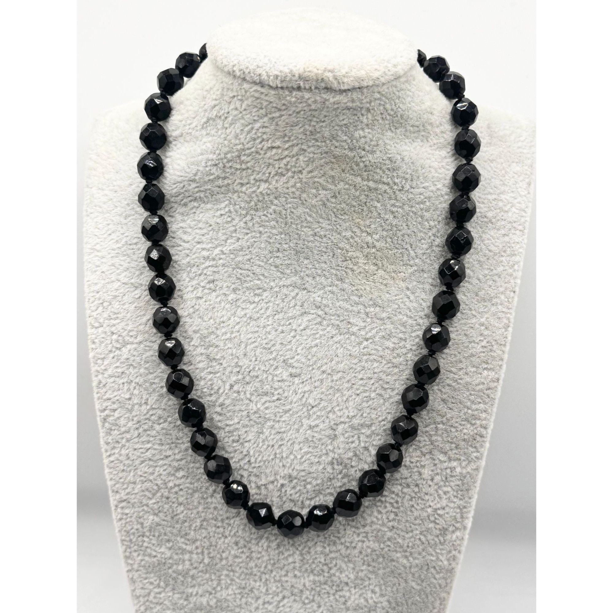 Estate vintage faceted black crystal necklace