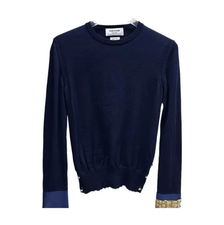 Thom Browne Thom Browne Navy Long Sleeve Cashmere Sweater Size US M / EU 48-50 / 2 - 1 Thumbnail