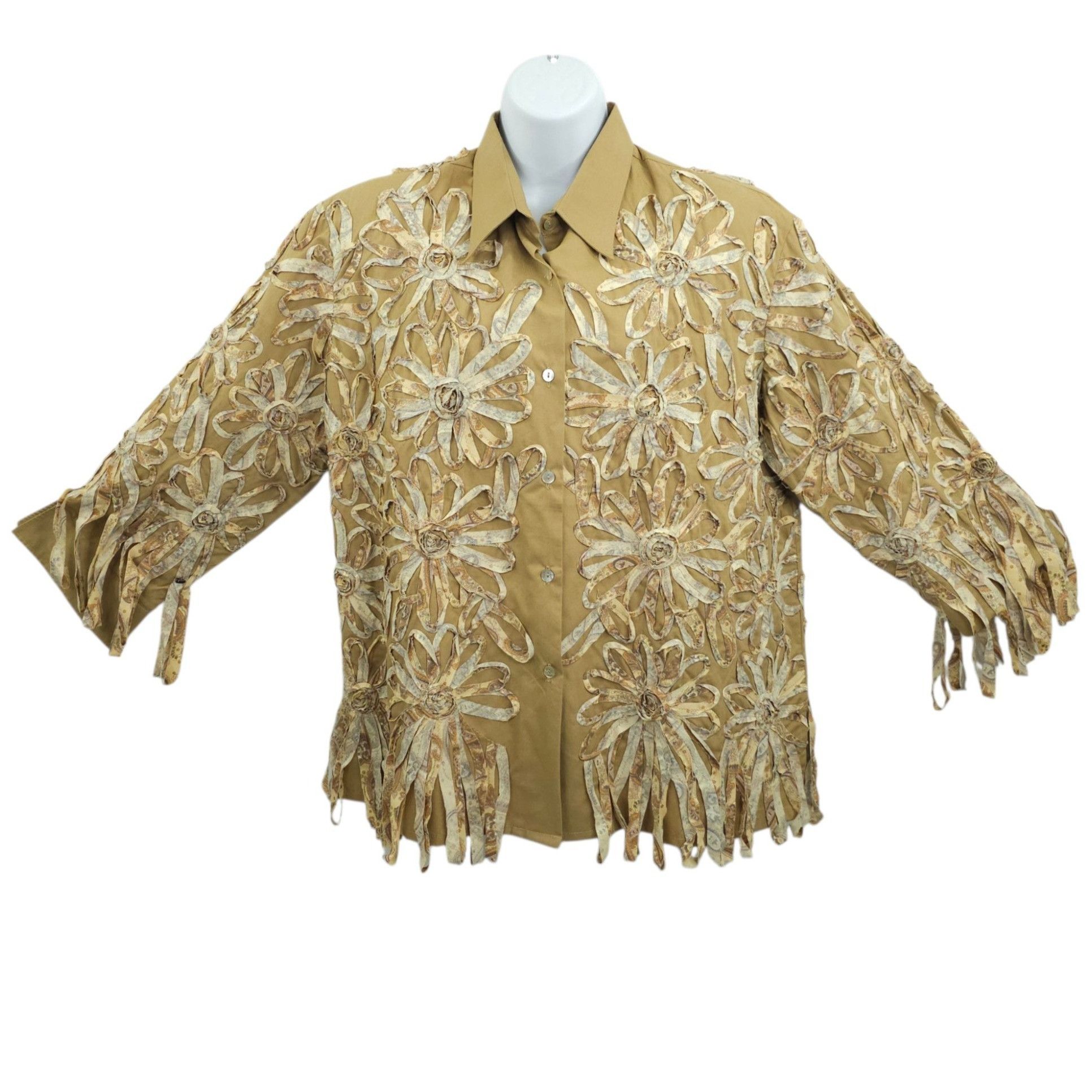 Other Pong Poco Shirt XL 3D Floral Appliqué Fabric Ribbons Bohemia Size XL / US 12-14 / IT 48-50 - 2 Thumbnail