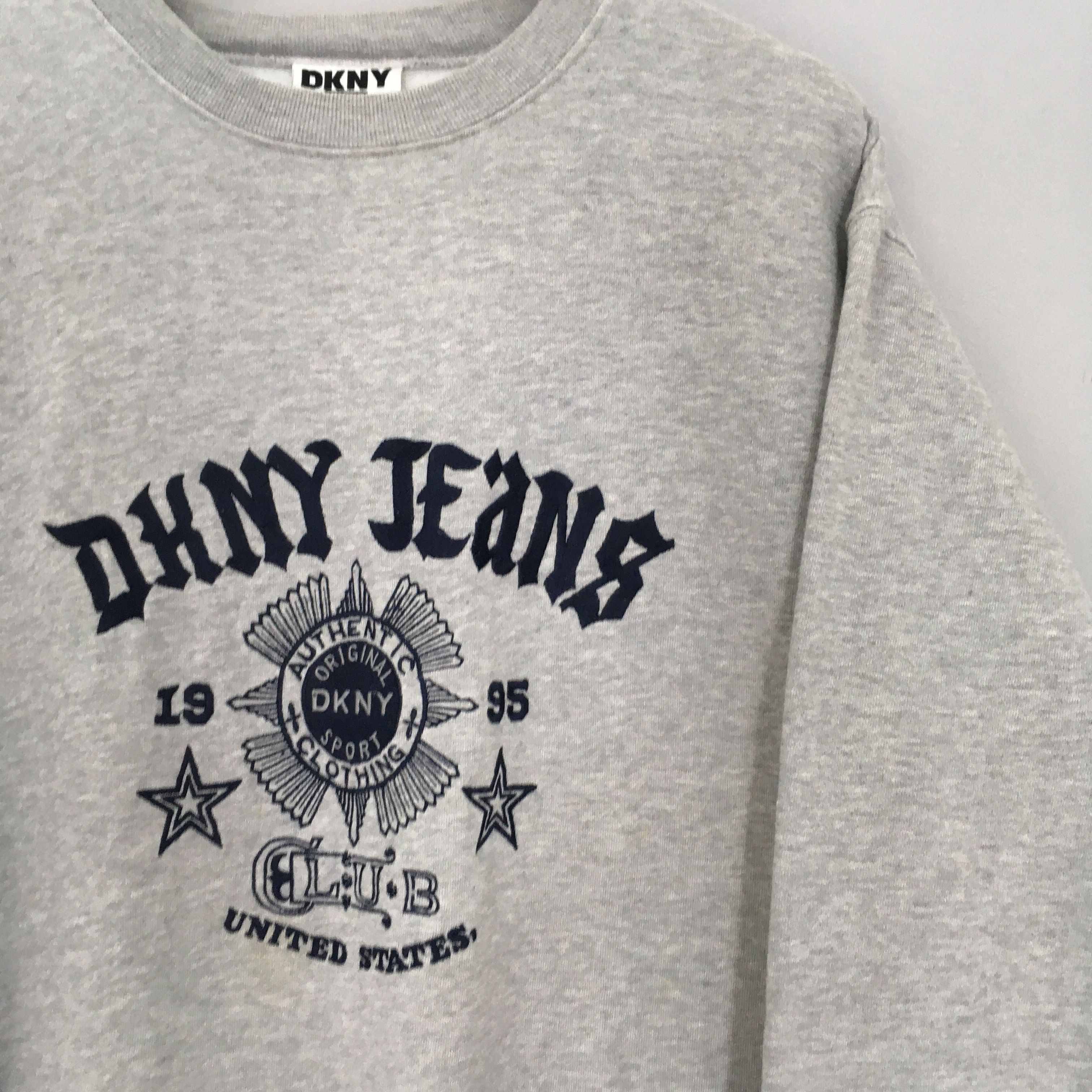DKNY Vintage 90s Dkny Jeans USA Gray Sweatshirt XLarge Size US XL / EU 56 / 4 - 2 Thumbnail