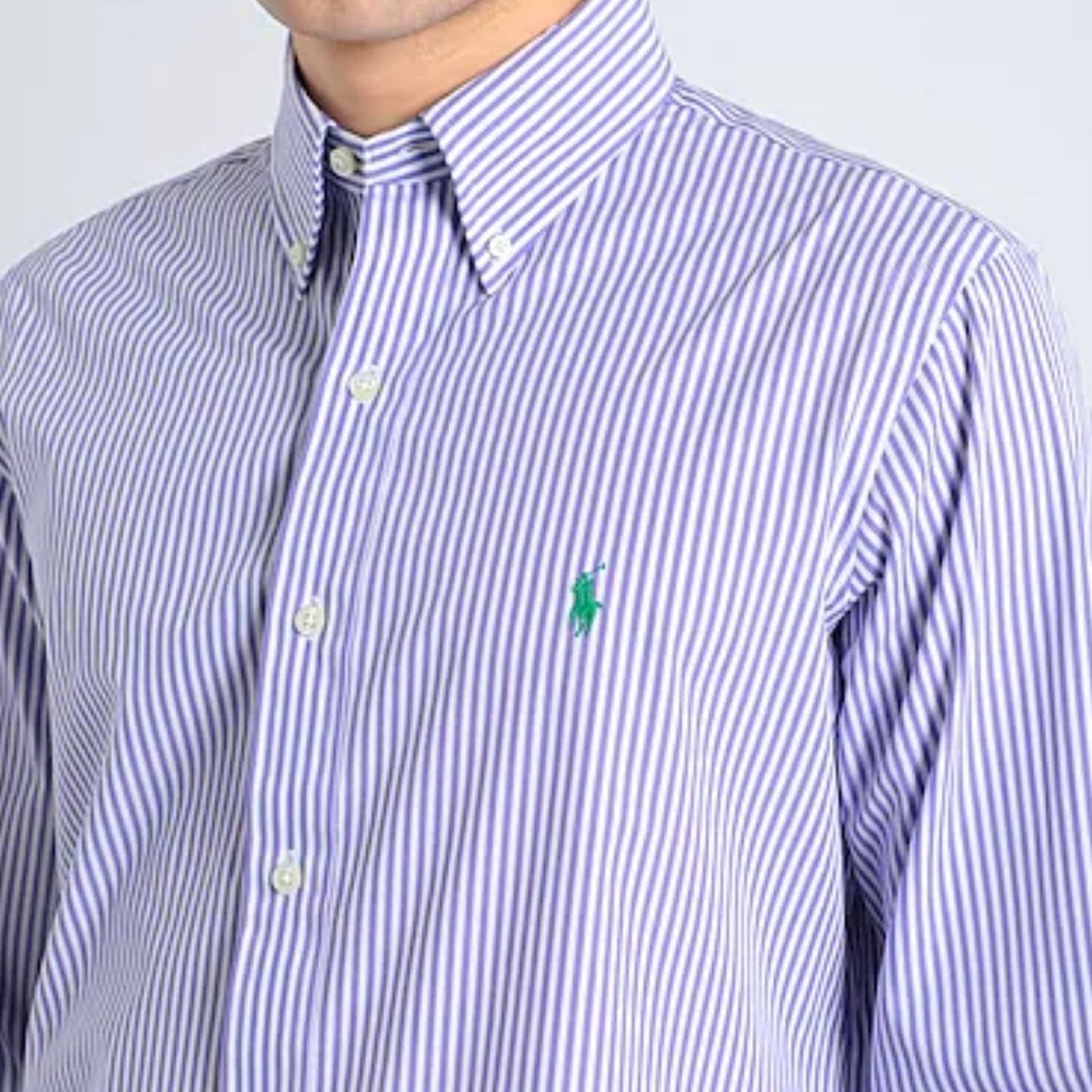 Ralph Lauren Ralph Lauren Custom Fit Oxford Purple White Striped Size US XXL / EU 58 / 5 - 3 Thumbnail