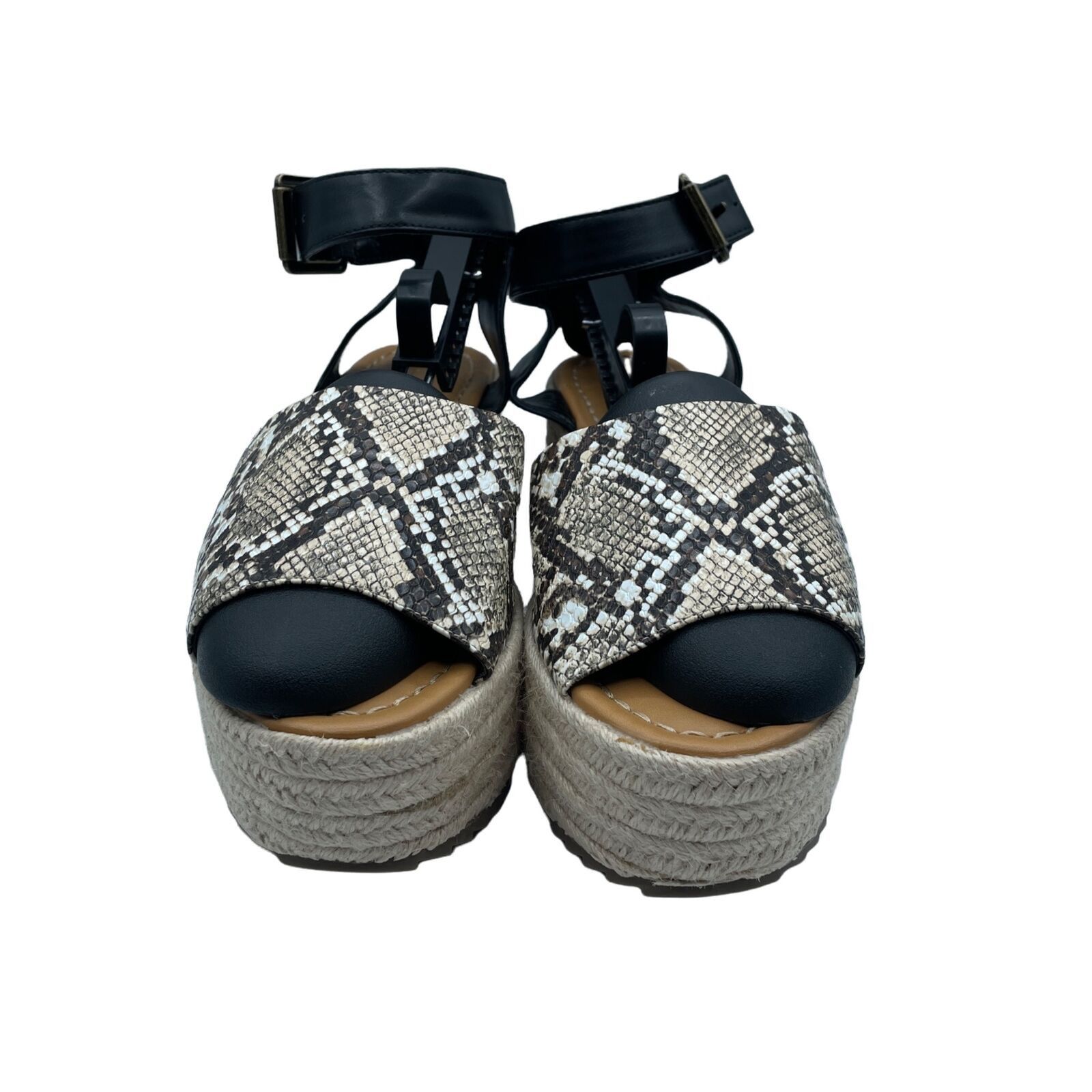 American Eagle Outfitters American Eagle Espadrille Platform Sandals Snakeskin Strappy Size US 9 / IT 39 - 2 Thumbnail