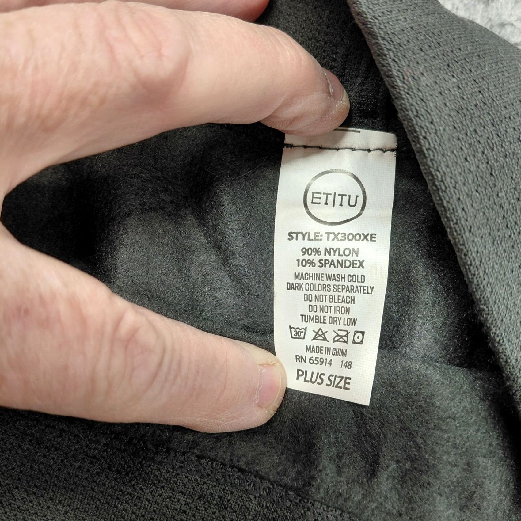 Vintage ET TU Leggings Women's Plus Charcoal High Rise Fleece Lined Full Length Size One Size Regular Black Pants Womens Lounge Athletic winter Size 42" / US 20 - 3 Thumbnail